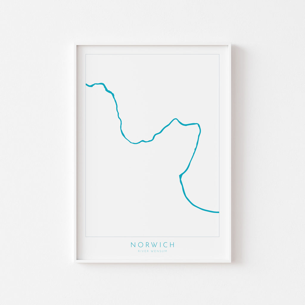 Norwich Map - Norwich Norfolk Art, Norwich UK, England Map art, Norfolk Map, River Wensum map Art, UK Cities, UK City Map