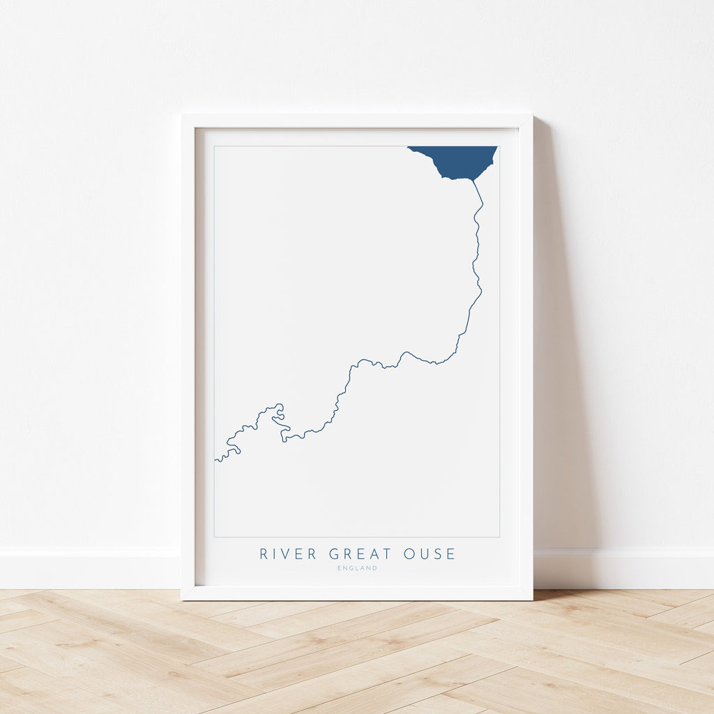 River Great Ouse Art - River Great Ouse Map, The Wash, Kings Lynn, River Art, Map Art, UK