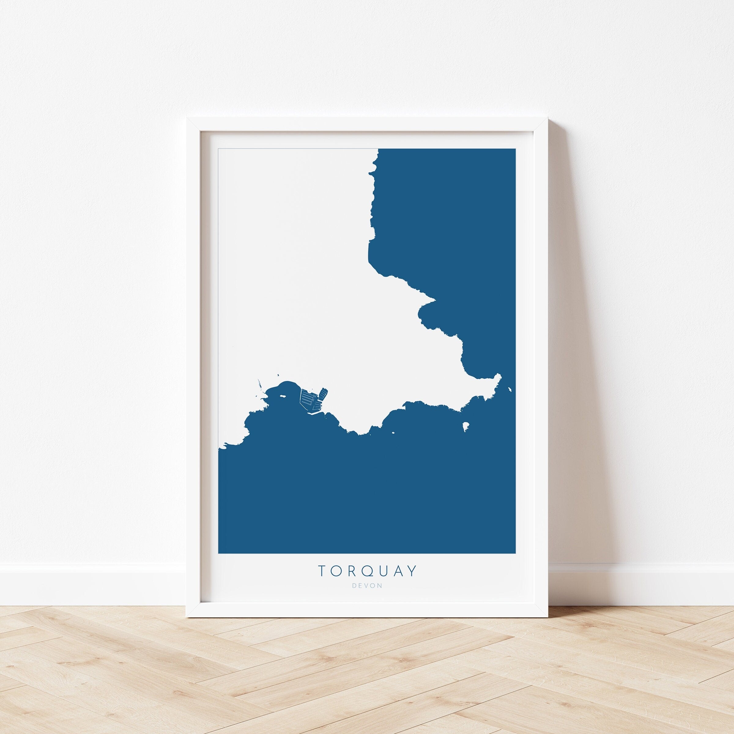 Torquay Print - Devon Map, Torbay Poster, English Riviera Art, Devon Coast, Torquay Travel Print, South Devon