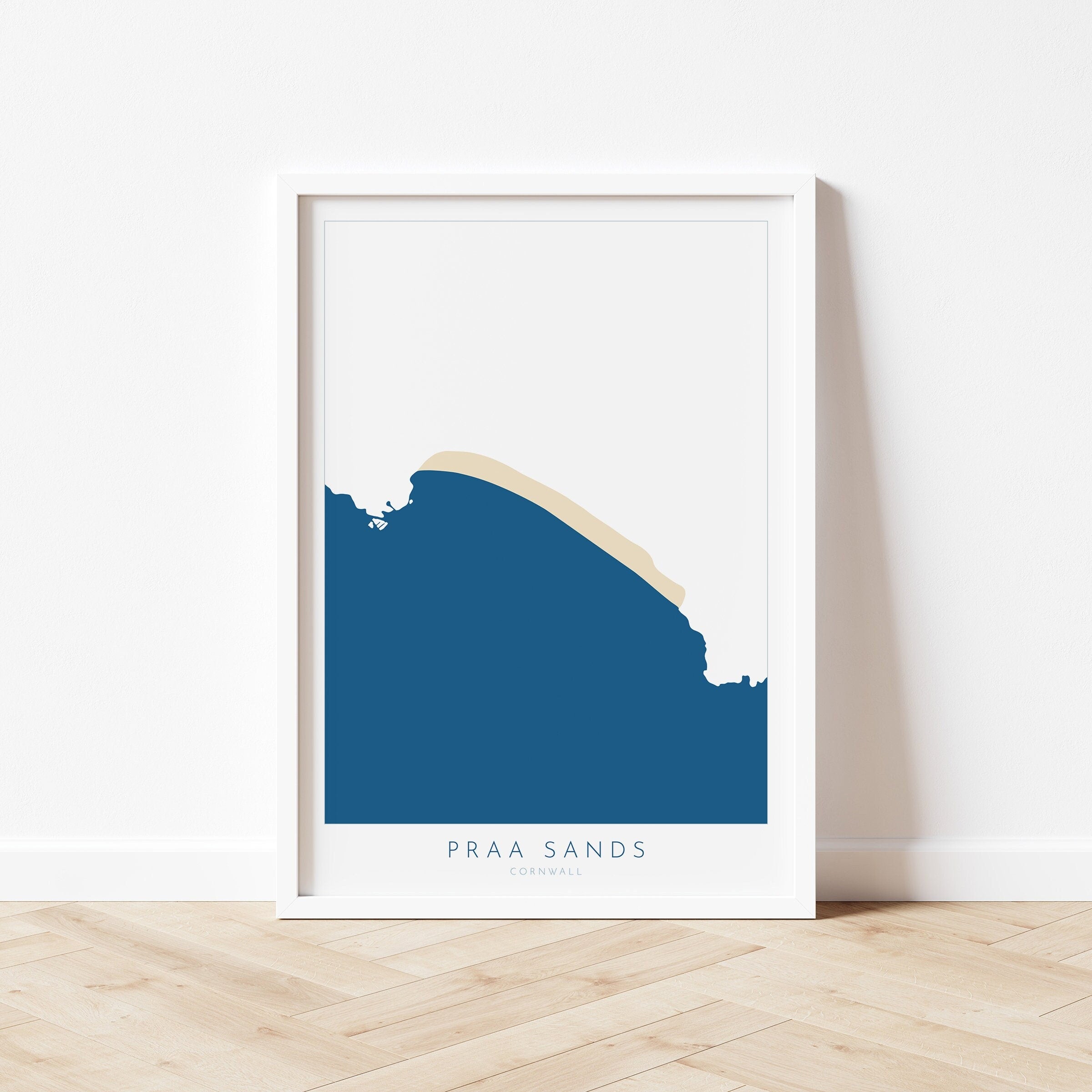 Praa Sands Print - Cornwall Map, Praa Sands Beach, Cornwall Travel Print, Cornwall Beach Art, Cornish Coast Print, Surf Art