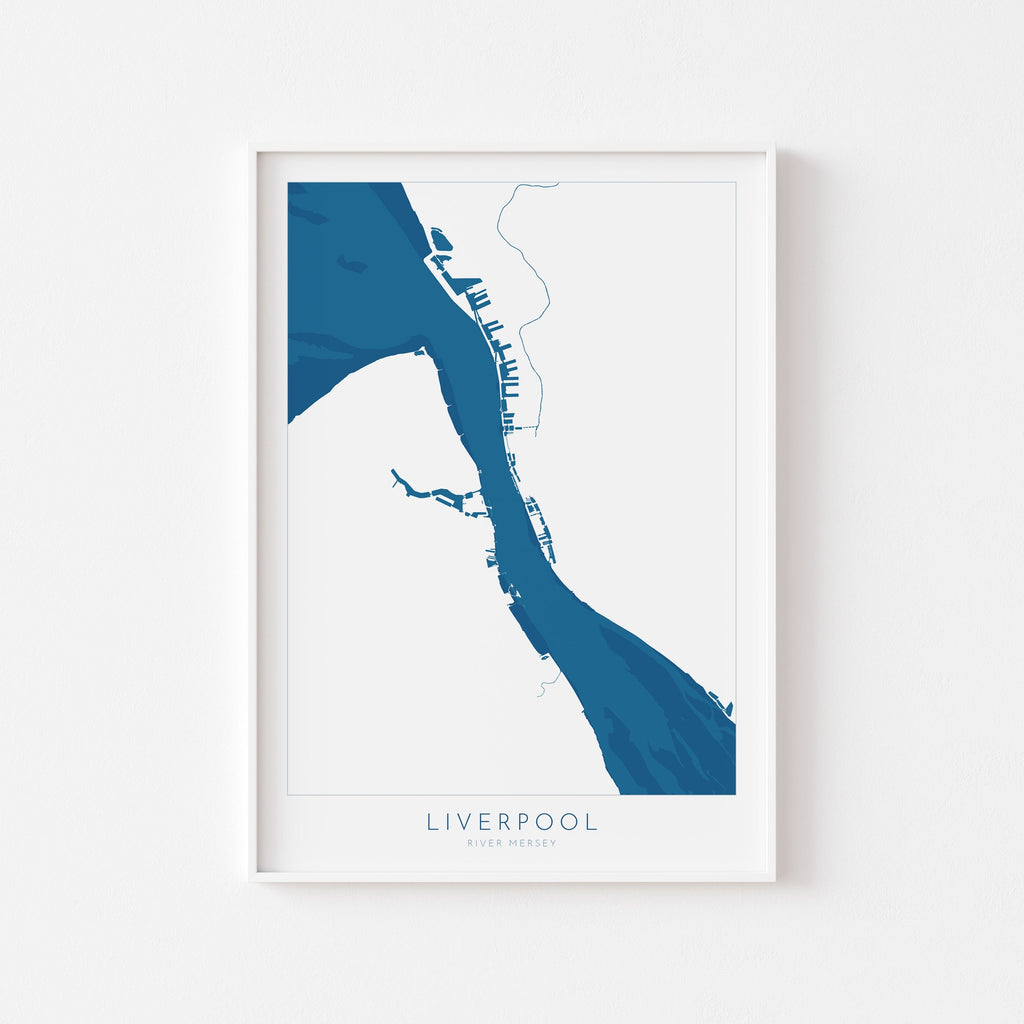 Liverpool Map Art - Liverpool Map, The River Mersey Map, Liverpool UK Art Print, Liverpool Docks, UK Rivers, UK City Map