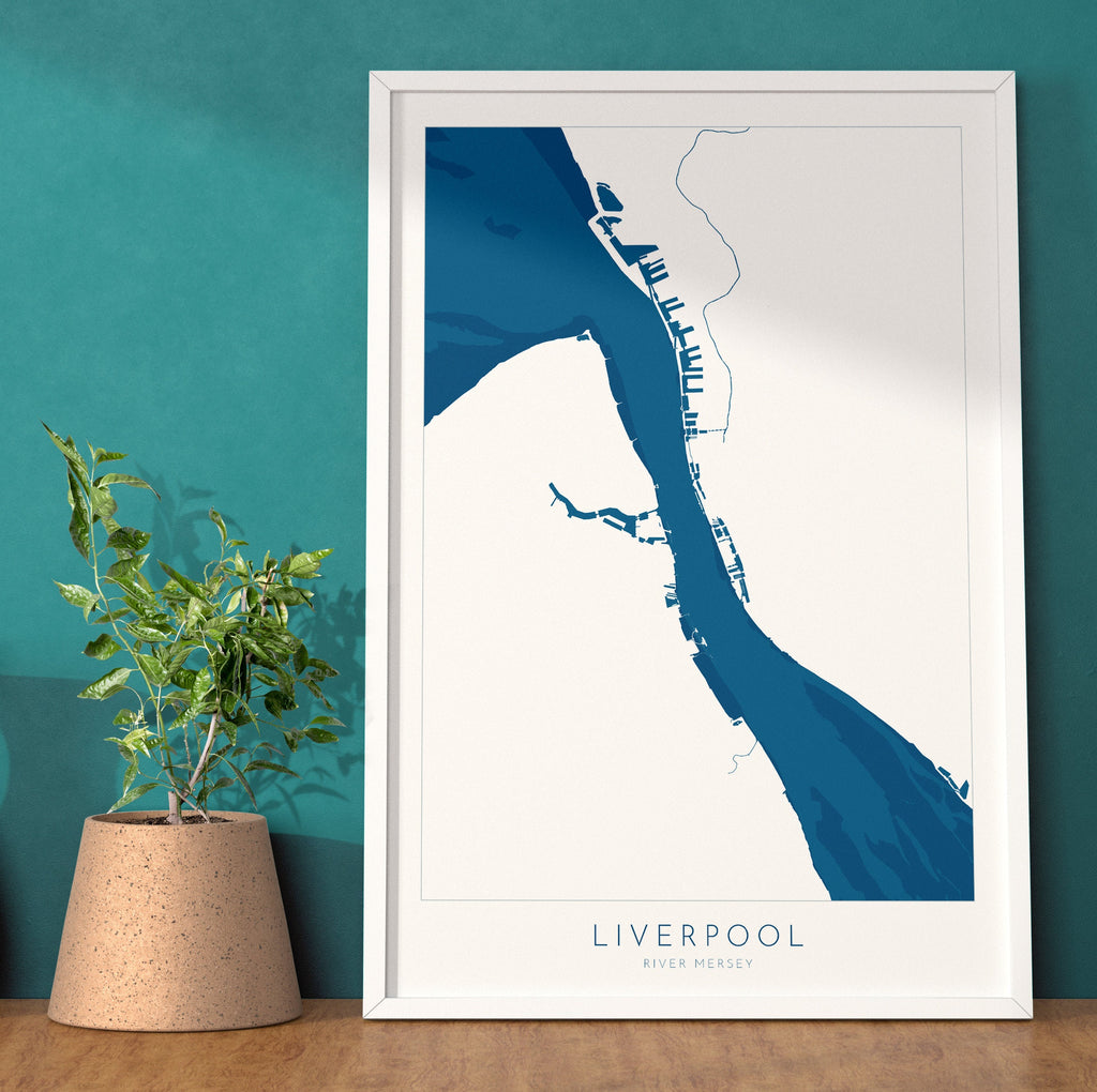Liverpool Map Art - Liverpool Map, The River Mersey Map, Liverpool UK Art Print, Liverpool Docks, UK Rivers, UK City Map
