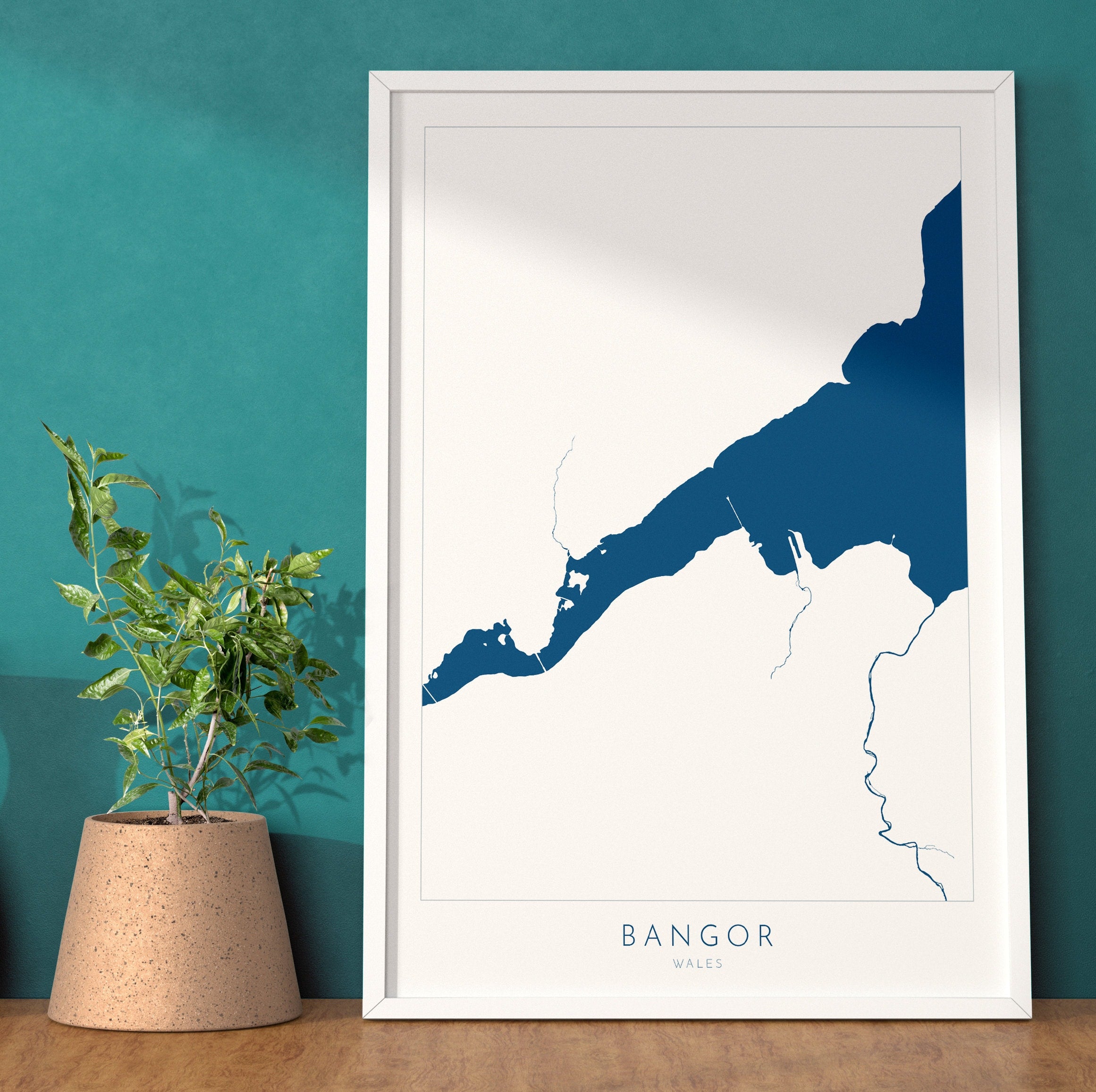 Bangor Map Art - Bangor Wales Map, Wales Map Art, North Wales, Nautical Art