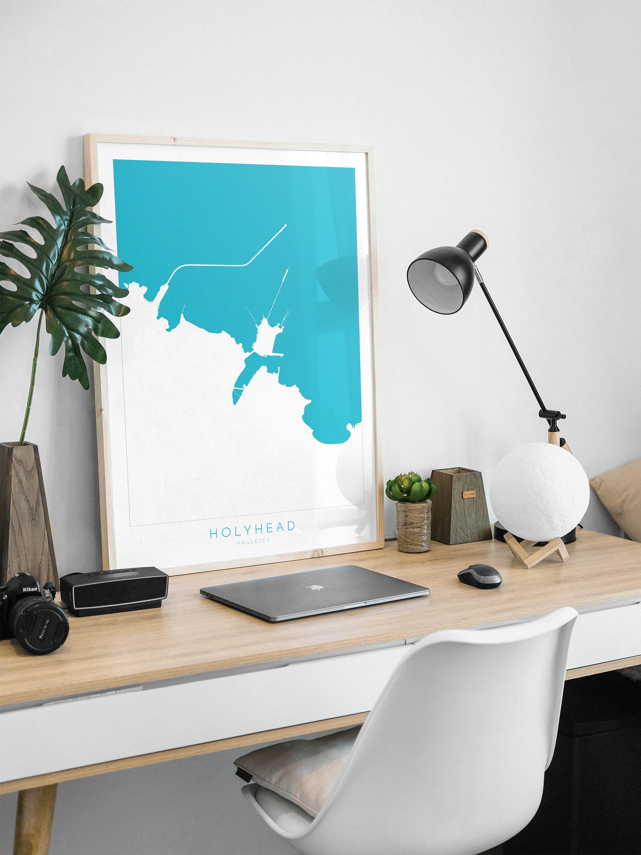 Holyhead Map Art - Anglesey Map, Holyhead Anglesey Coast, Wales Map Art, Anglesey Wales Map, Holyhead Beach Art.