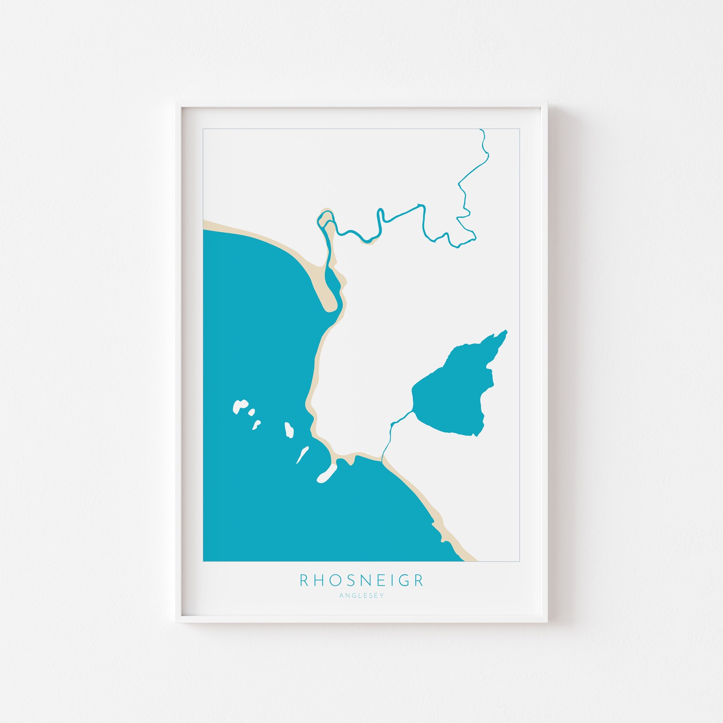 Rhosneigr Map Art - Anglesey Map, Rhosneigr Map, Rhosneigr Beach, Anglesey Coast, Wales Map Art, Anglesey Wales Map