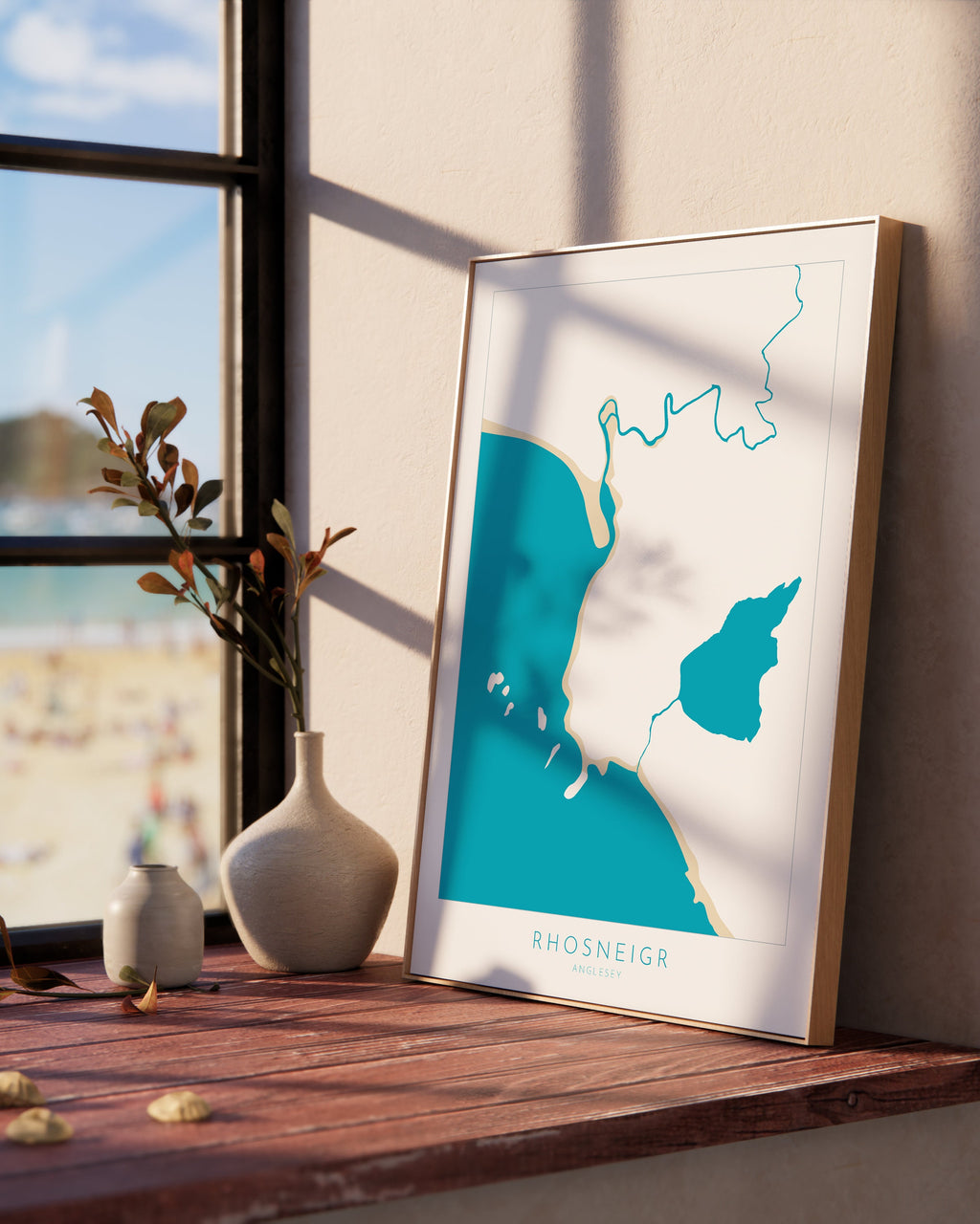 Rhosneigr Map Art - Anglesey Map, Rhosneigr Map, Rhosneigr Beach, Anglesey Coast, Wales Map Art, Anglesey Wales Map