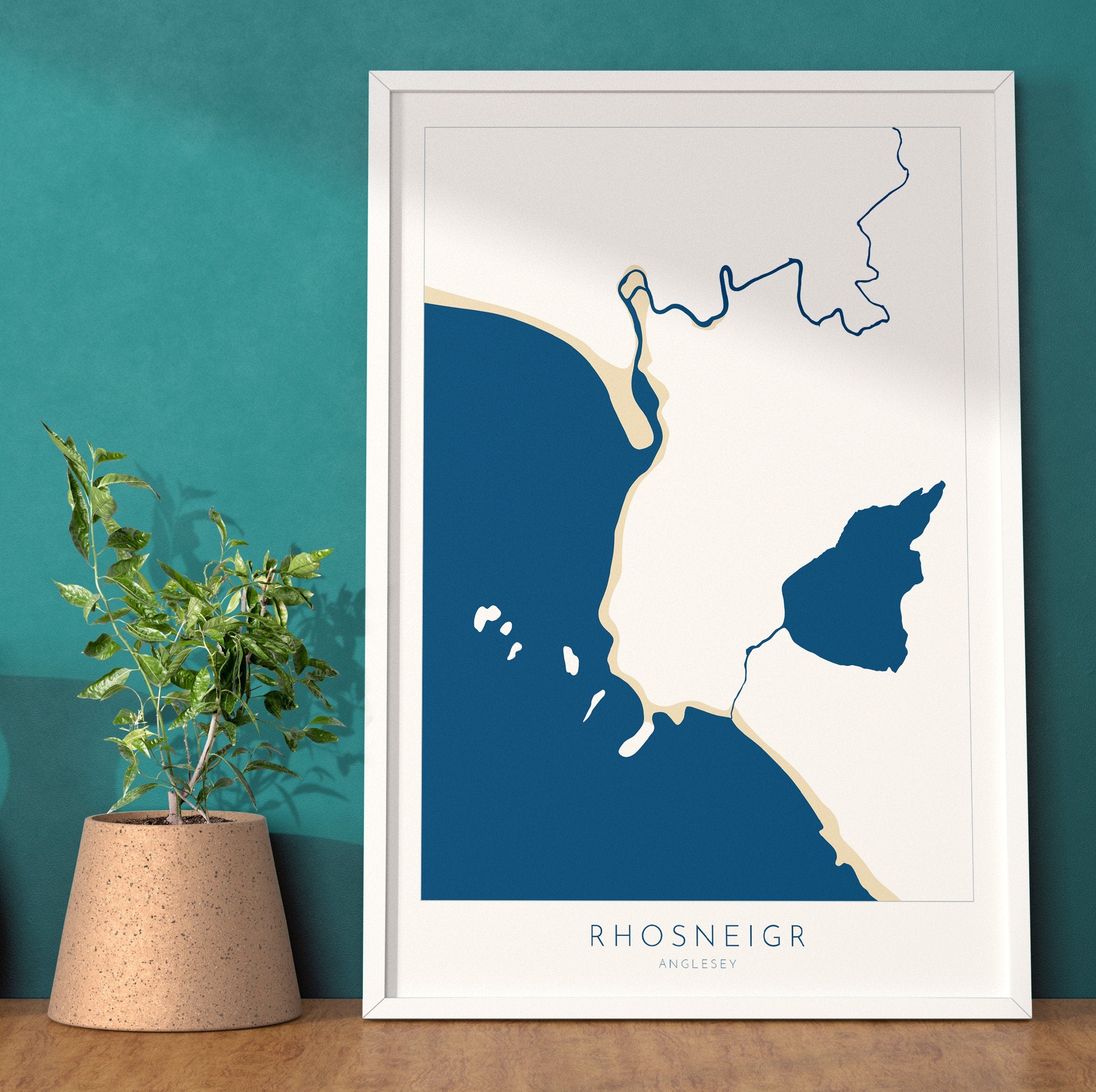 Rhosneigr Map Art - Anglesey Map, Rhosneigr Map, Rhosneigr Beach, Anglesey Coast, Wales Map Art, Anglesey Wales Map