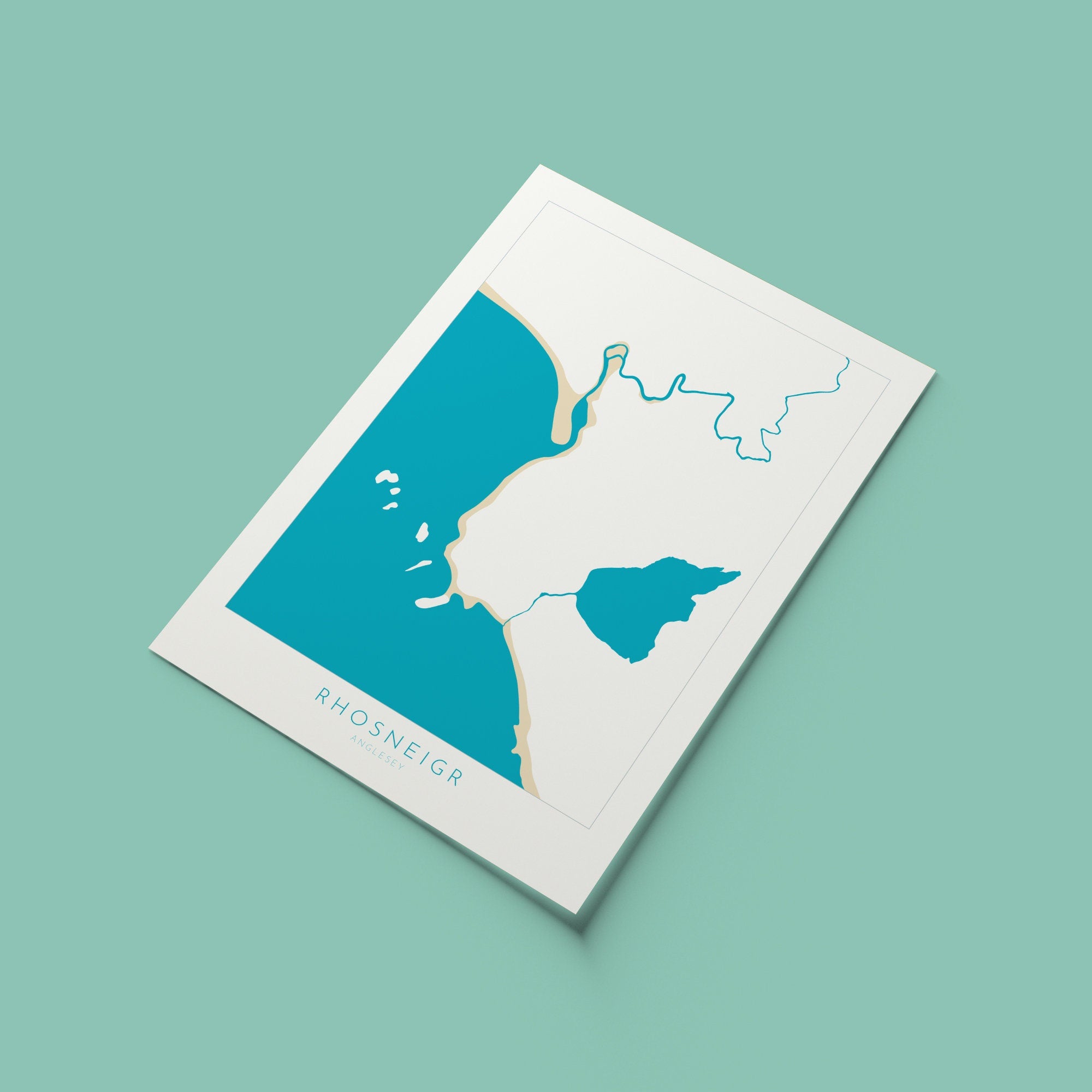 Rhosneigr Map Art - Anglesey Map, Rhosneigr Map, Rhosneigr Beach, Anglesey Coast, Wales Map Art, Anglesey Wales Map