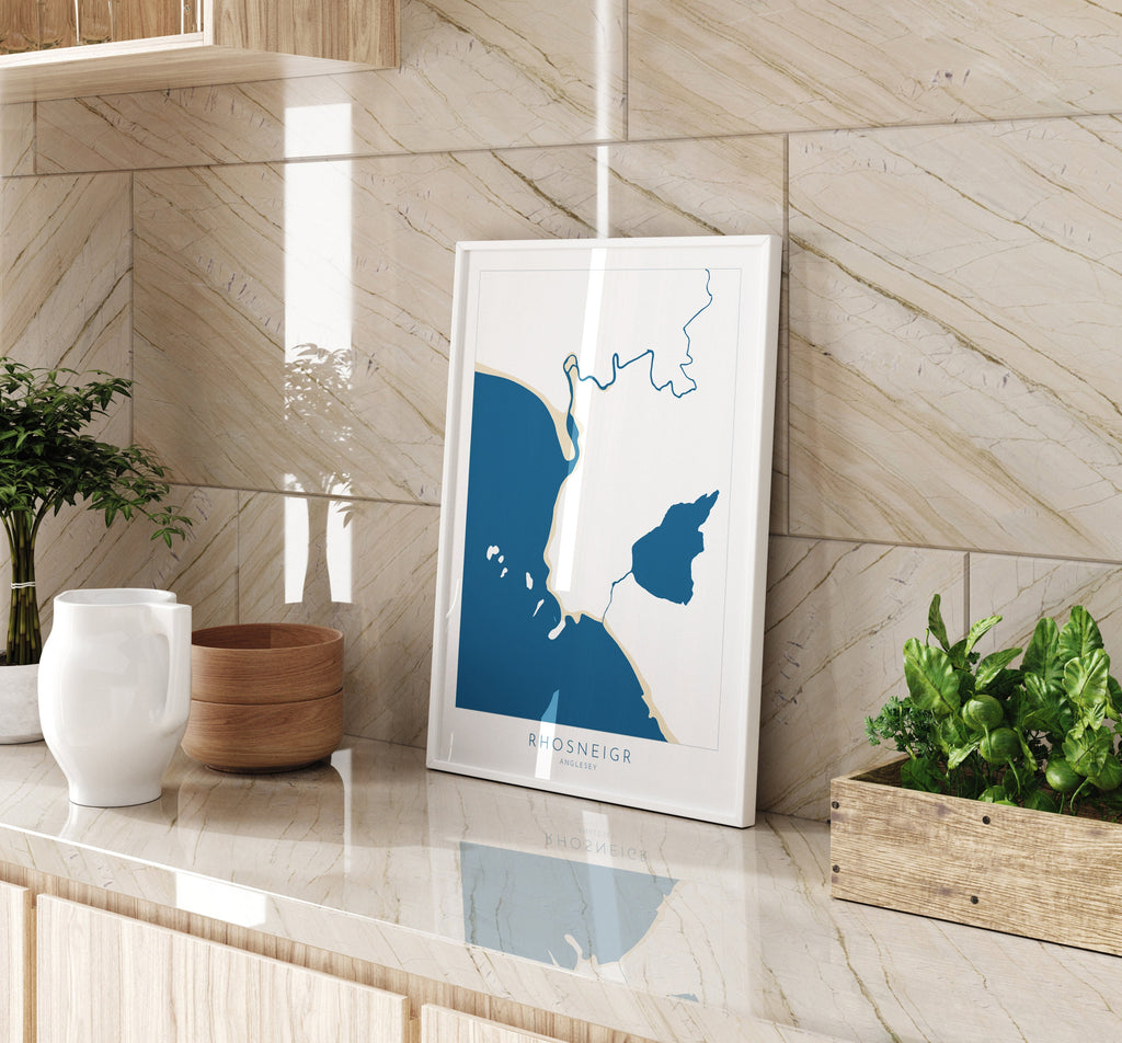 Rhosneigr Map Art - Anglesey Map, Rhosneigr Map, Rhosneigr Beach, Anglesey Coast, Wales Map Art, Anglesey Wales Map