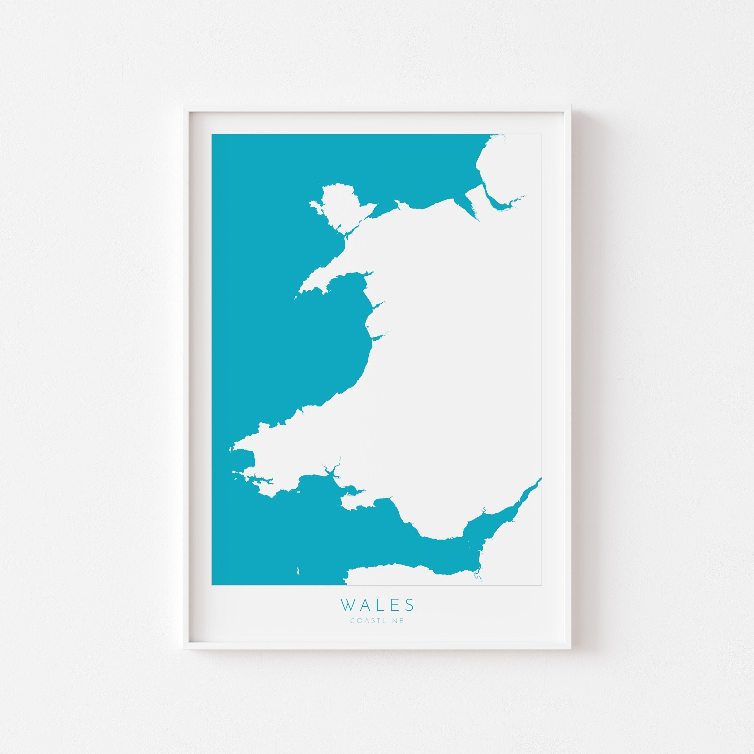 Wales Map Art - Wales Coast Map, Wales Coastline Art, Wales Art Poster