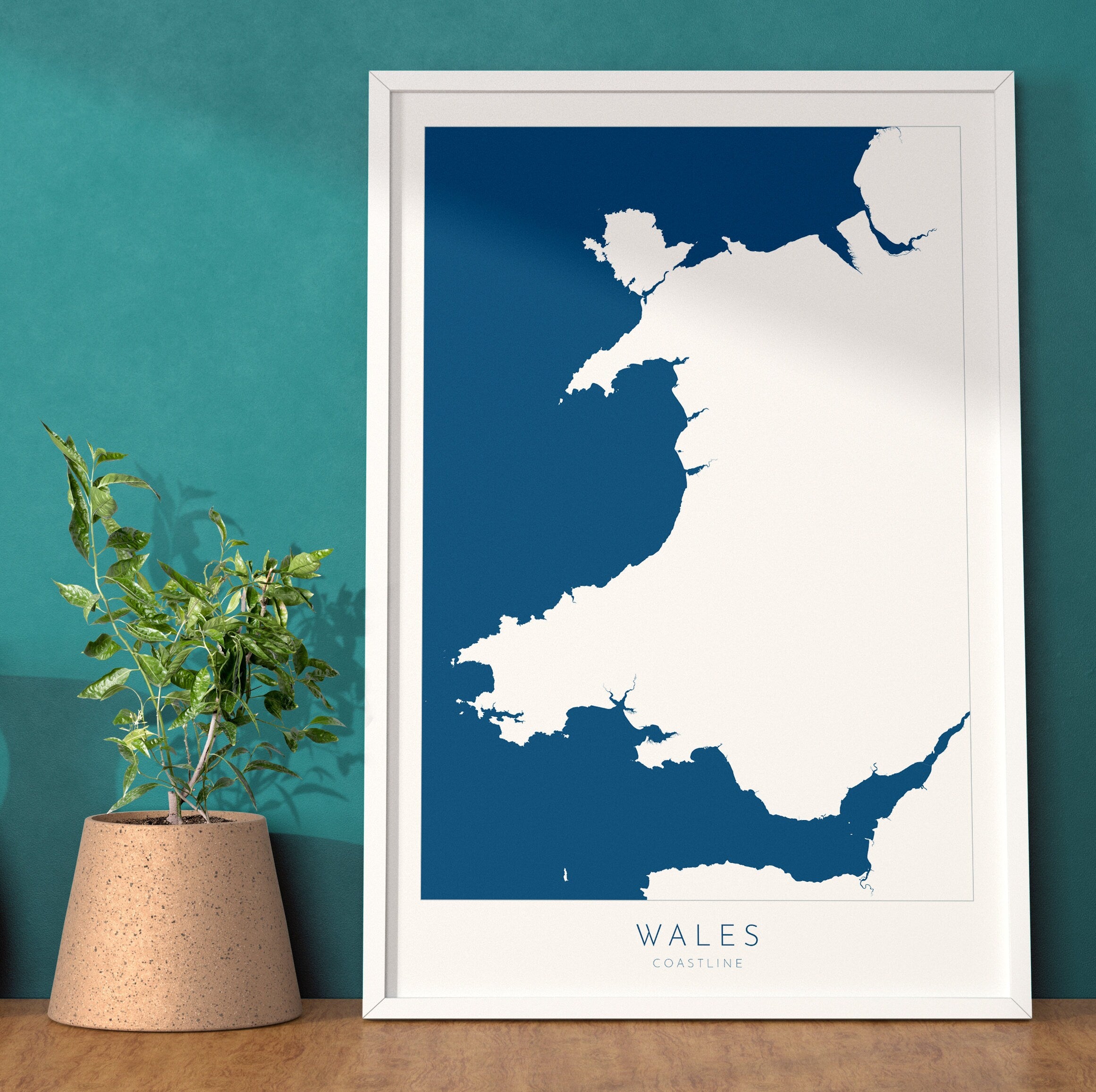 Wales Map Art - Wales Coast Map, Wales Coastline Art, Wales Art Poster