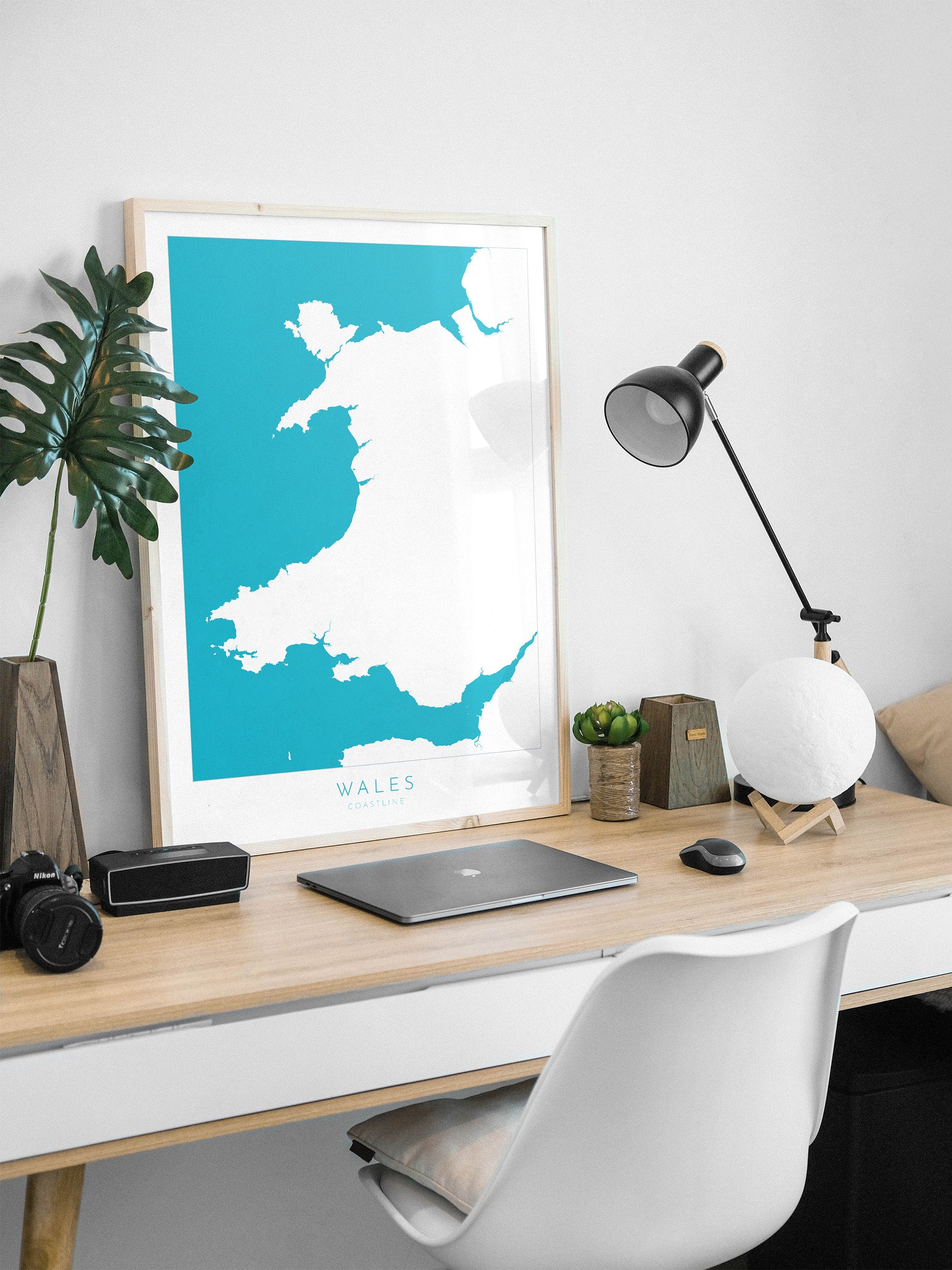 Wales Map Art - Wales Coast Map, Wales Coastline Art, Wales Art Poster