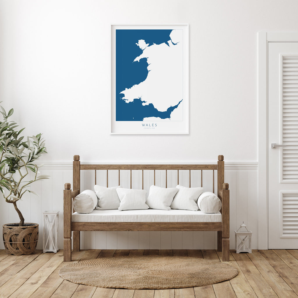 Wales Map Art - Wales Coast Map, Wales Coastline Art, Wales Art Poster