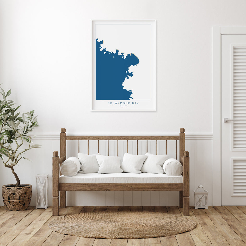 Trearddur Bay Map Art - Trearddur Bay Anglesey Map, Anglesey Beaches, Wales Map Art, Anglesey Wales Map, Trearddur Bay Beach Art.