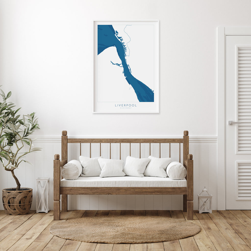 Liverpool Map Art - Liverpool Map, The River Mersey Map, Liverpool UK Art Print, Liverpool Docks, UK Rivers, UK City Map