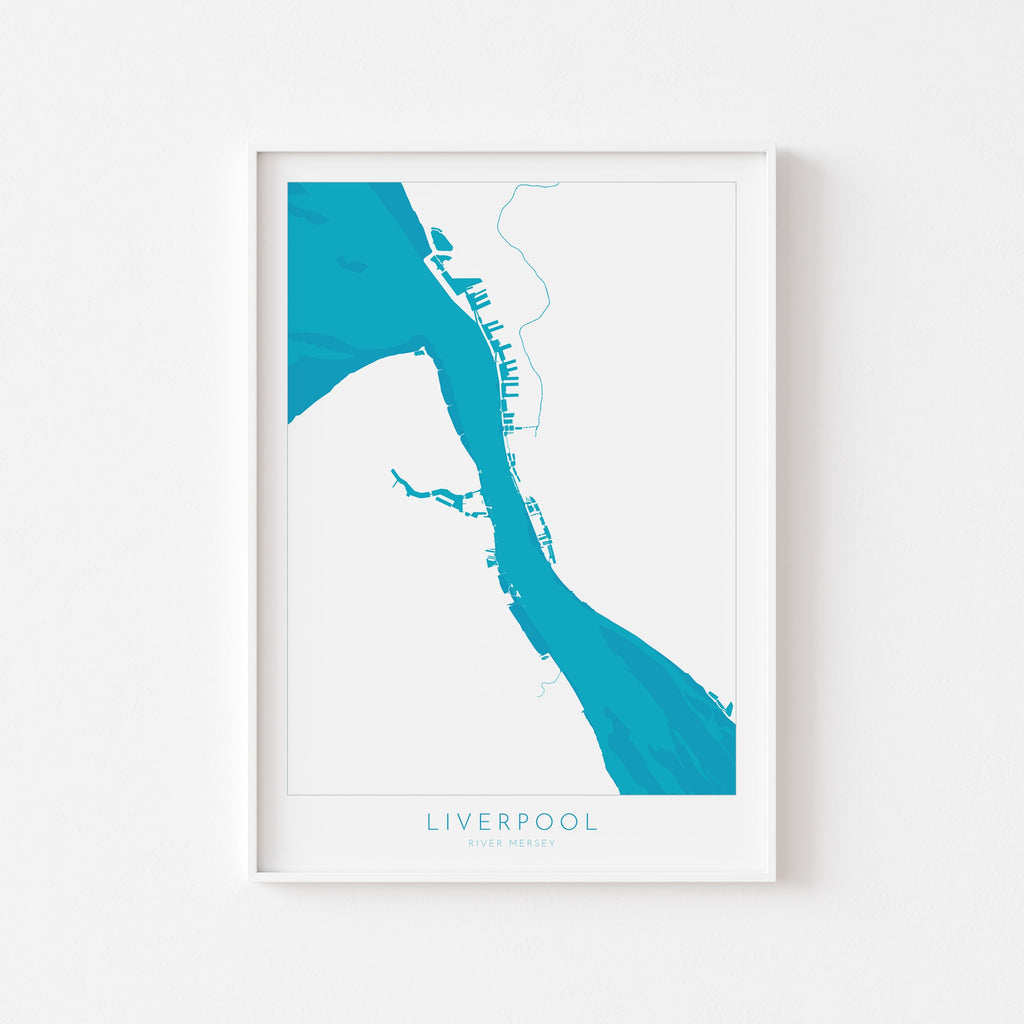 Liverpool Map Art - Liverpool Map, The River Mersey Map, Liverpool UK Art Print, Liverpool Docks, UK Rivers, UK City Map