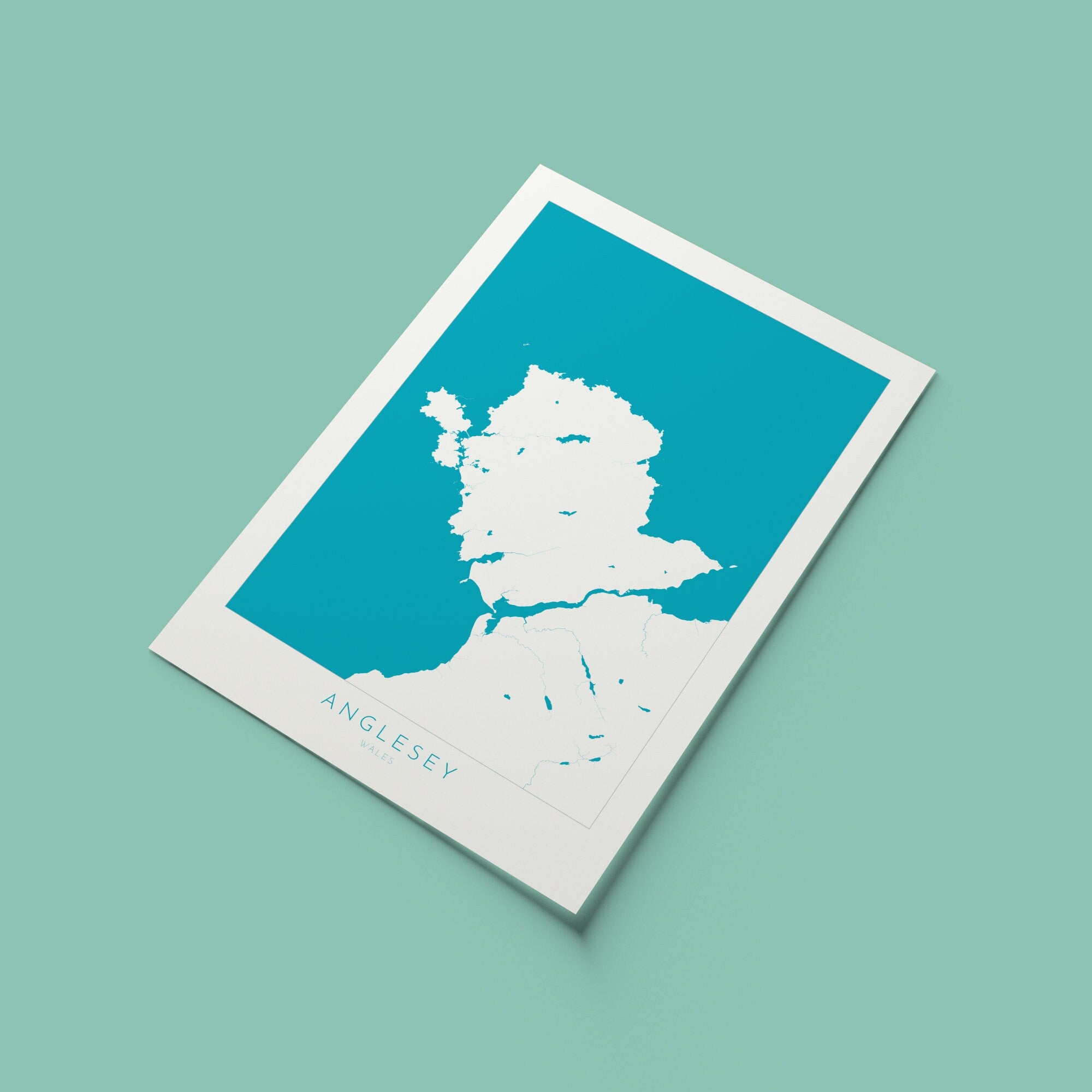 Anglesey Map Art - Anglesey Map, Anglesey Coast, Wales Map Art, Anglesey Wales Map, Anglesey Rivers and Coastline