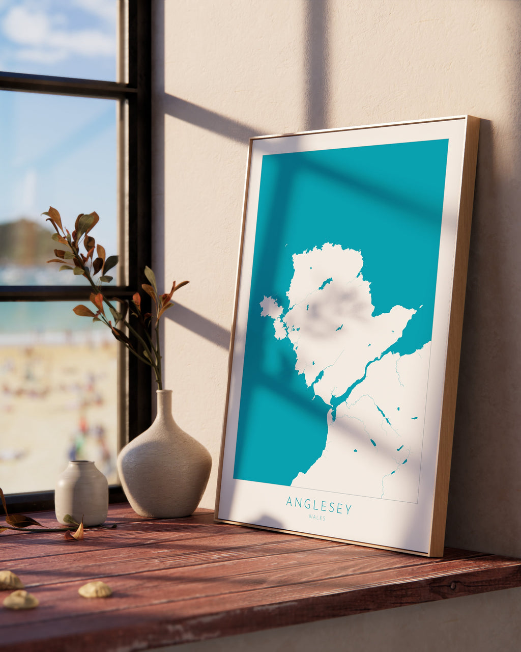 Anglesey Map Art - Anglesey Map, Anglesey Coast, Wales Map Art, Anglesey Wales Map, Anglesey Rivers and Coastline