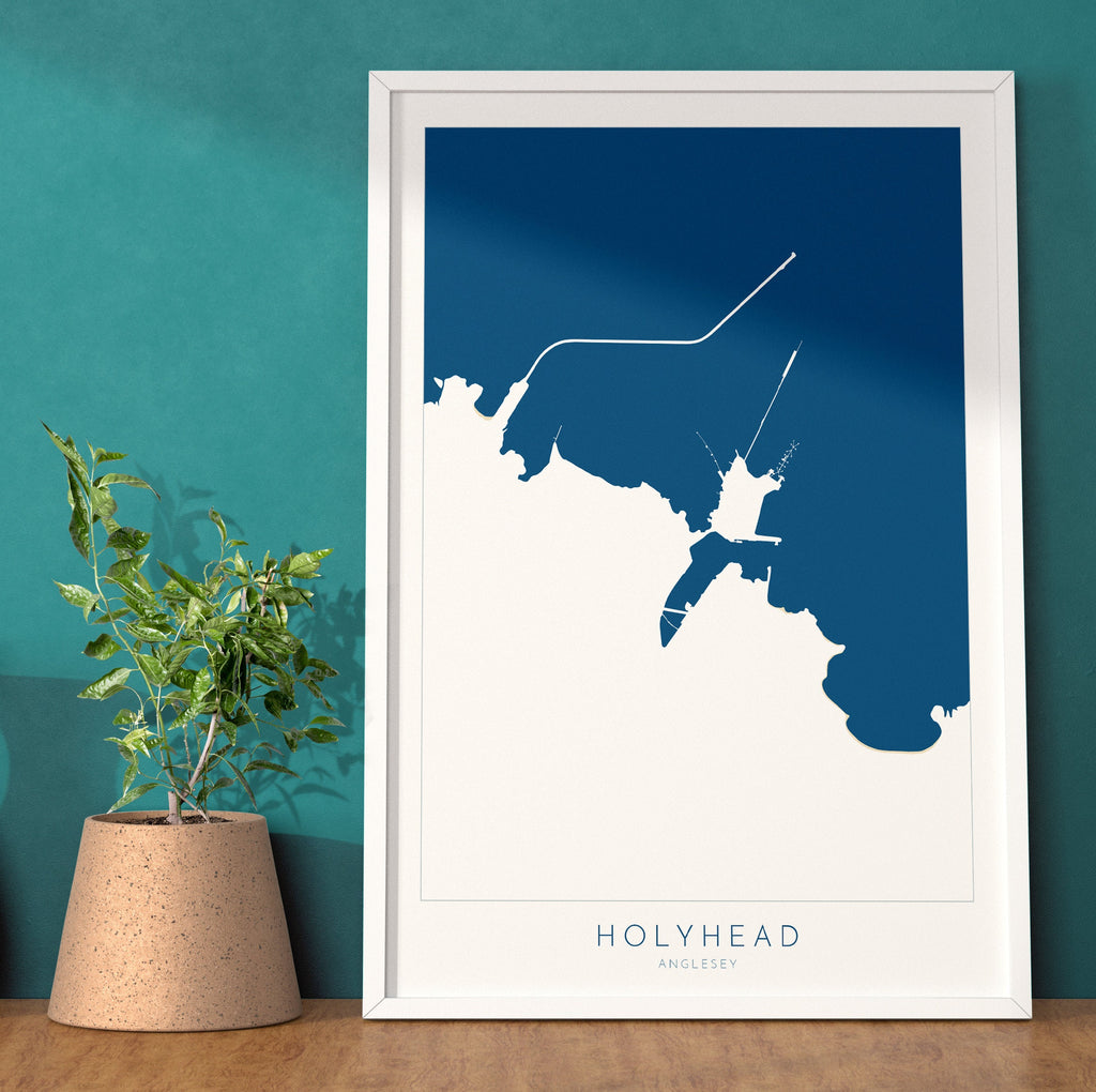 Holyhead Map Art - Anglesey Map, Holyhead Anglesey Coast, Wales Map Art, Anglesey Wales Map, Holyhead Beach Art.