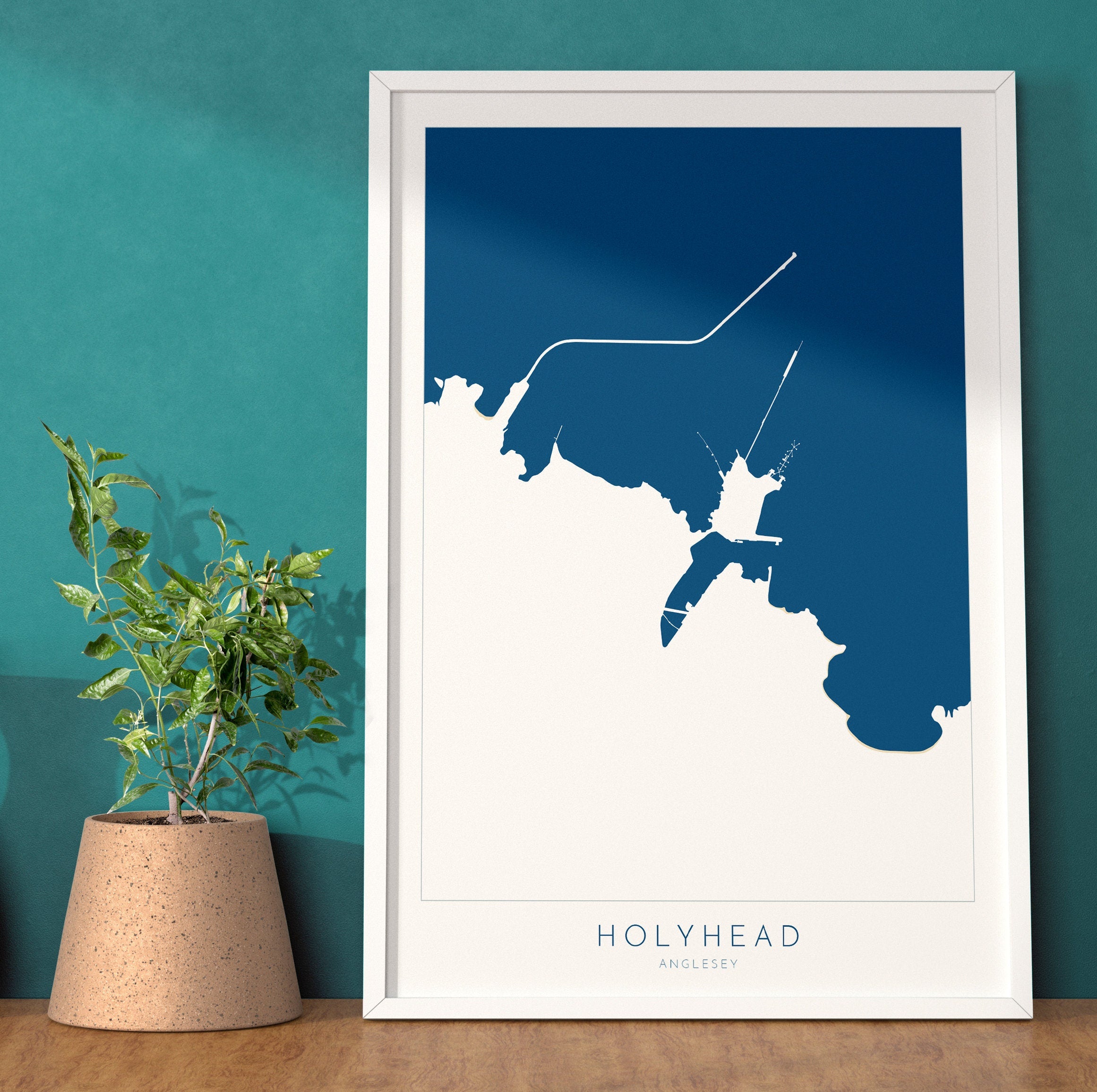 Holyhead Map Art - Anglesey Map, Holyhead Anglesey Coast, Wales Map Art, Anglesey Wales Map, Holyhead Beach Art.