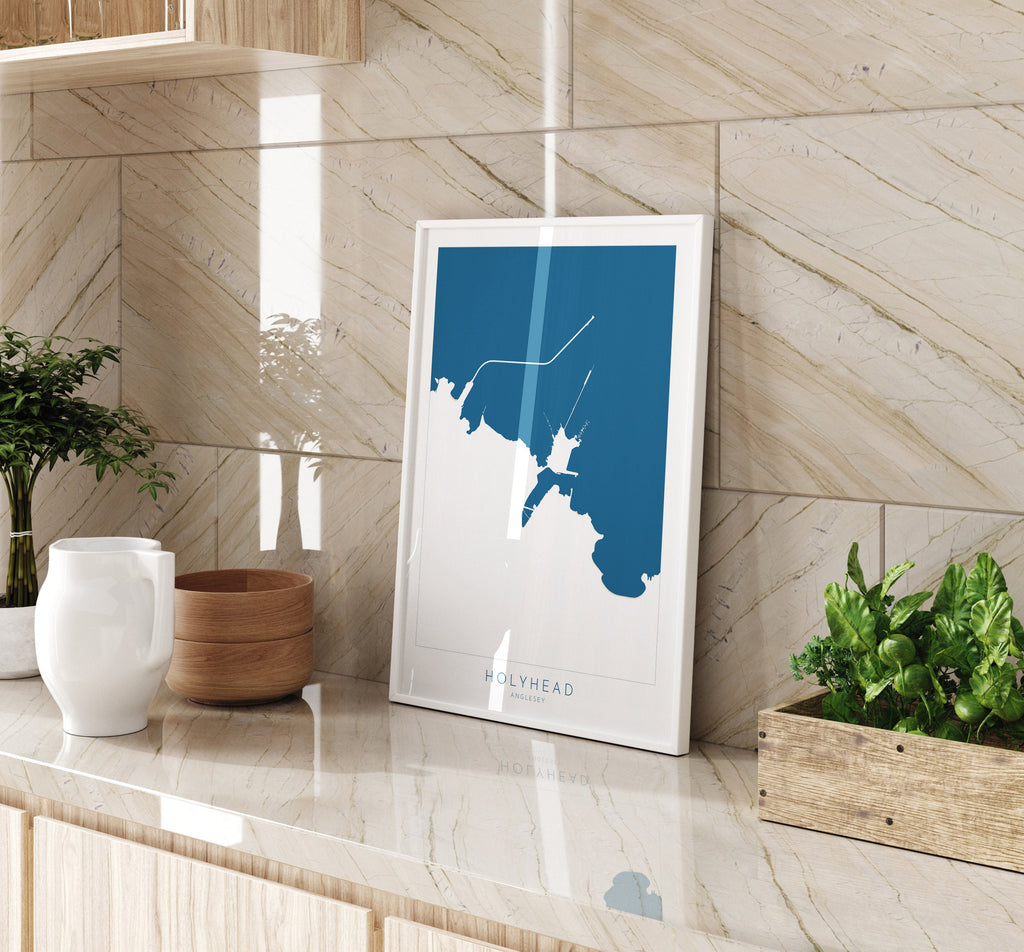 Holyhead Map Art - Anglesey Map, Holyhead Anglesey Coast, Wales Map Art, Anglesey Wales Map, Holyhead Beach Art.