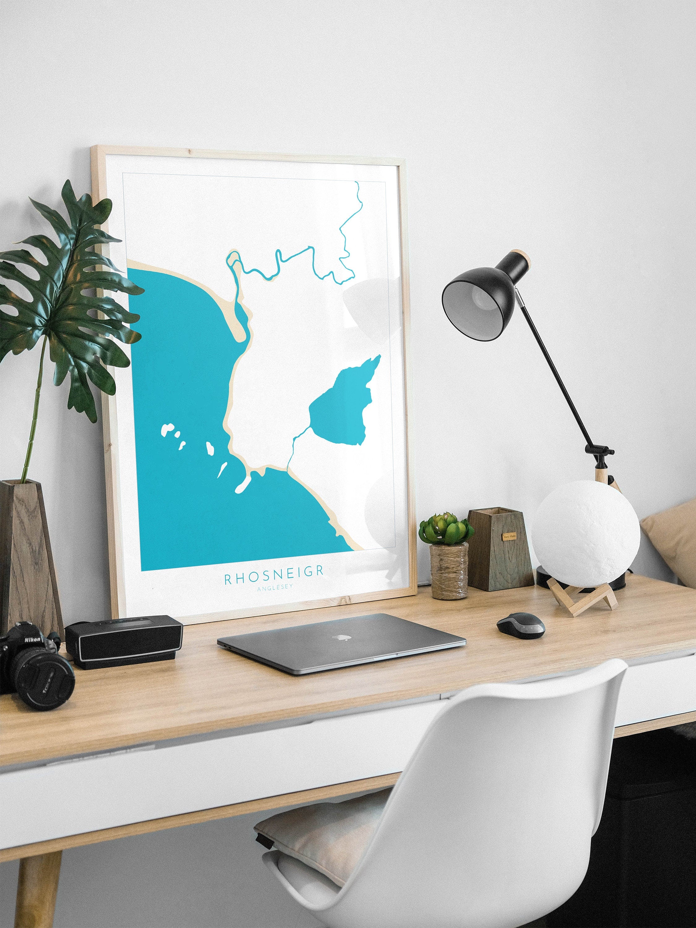 Rhosneigr Map Art - Anglesey Map, Rhosneigr Map, Rhosneigr Beach, Anglesey Coast, Wales Map Art, Anglesey Wales Map