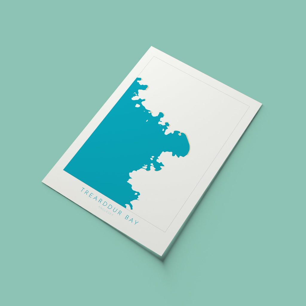 Trearddur Bay Map Art - Trearddur Bay Anglesey Map, Anglesey Beaches, Wales Map Art, Anglesey Wales Map, Trearddur Bay Beach Art.