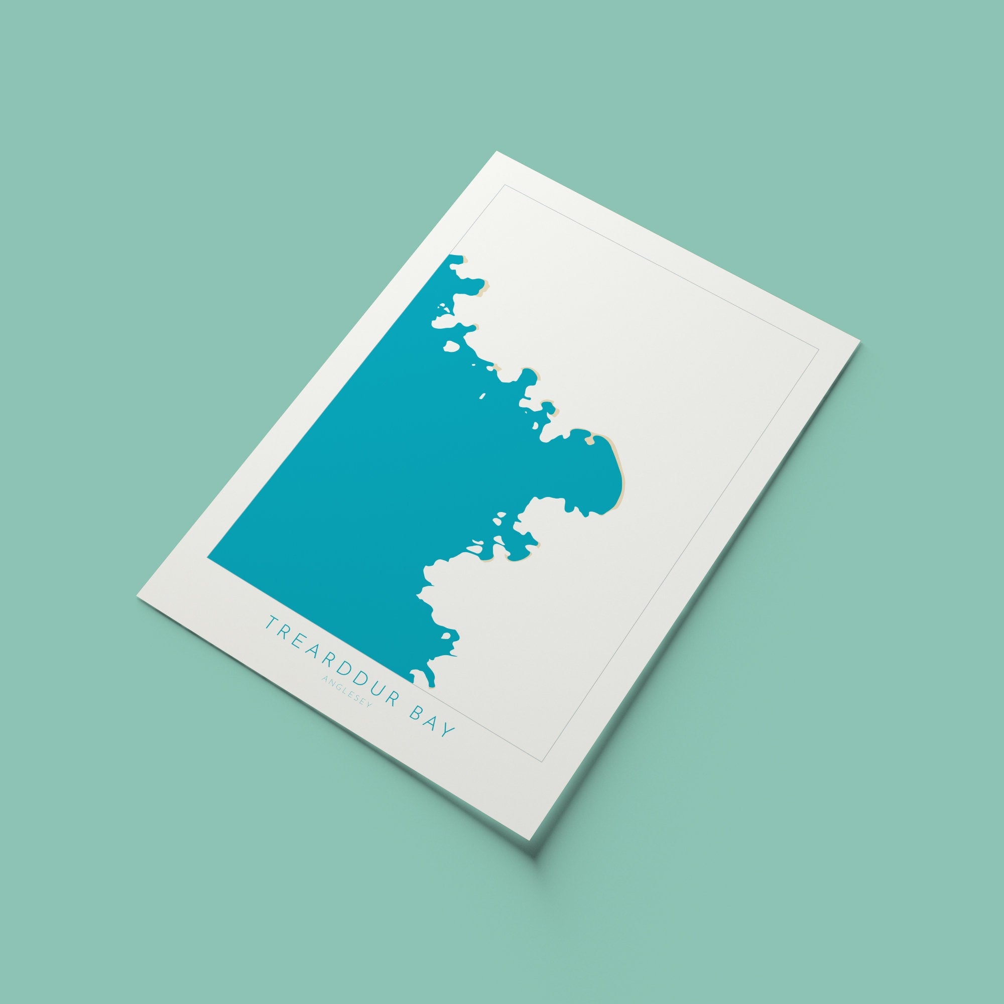 Trearddur Bay Map Art - Trearddur Bay Anglesey Map, Anglesey Beaches, Wales Map Art, Anglesey Wales Map, Trearddur Bay Beach Art.