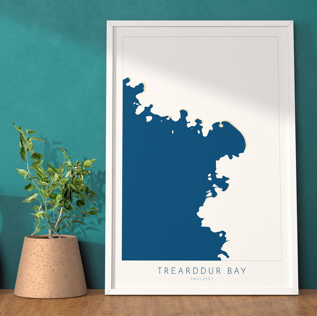 Trearddur Bay Map Art - Trearddur Bay Anglesey Map, Anglesey Beaches, Wales Map Art, Anglesey Wales Map, Trearddur Bay Beach Art.