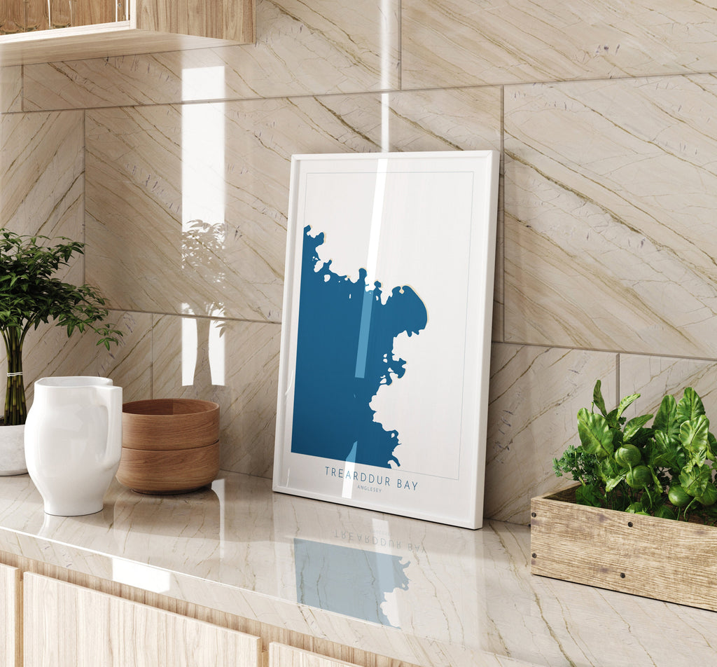 Trearddur Bay Map Art - Trearddur Bay Anglesey Map, Anglesey Beaches, Wales Map Art, Anglesey Wales Map, Trearddur Bay Beach Art.