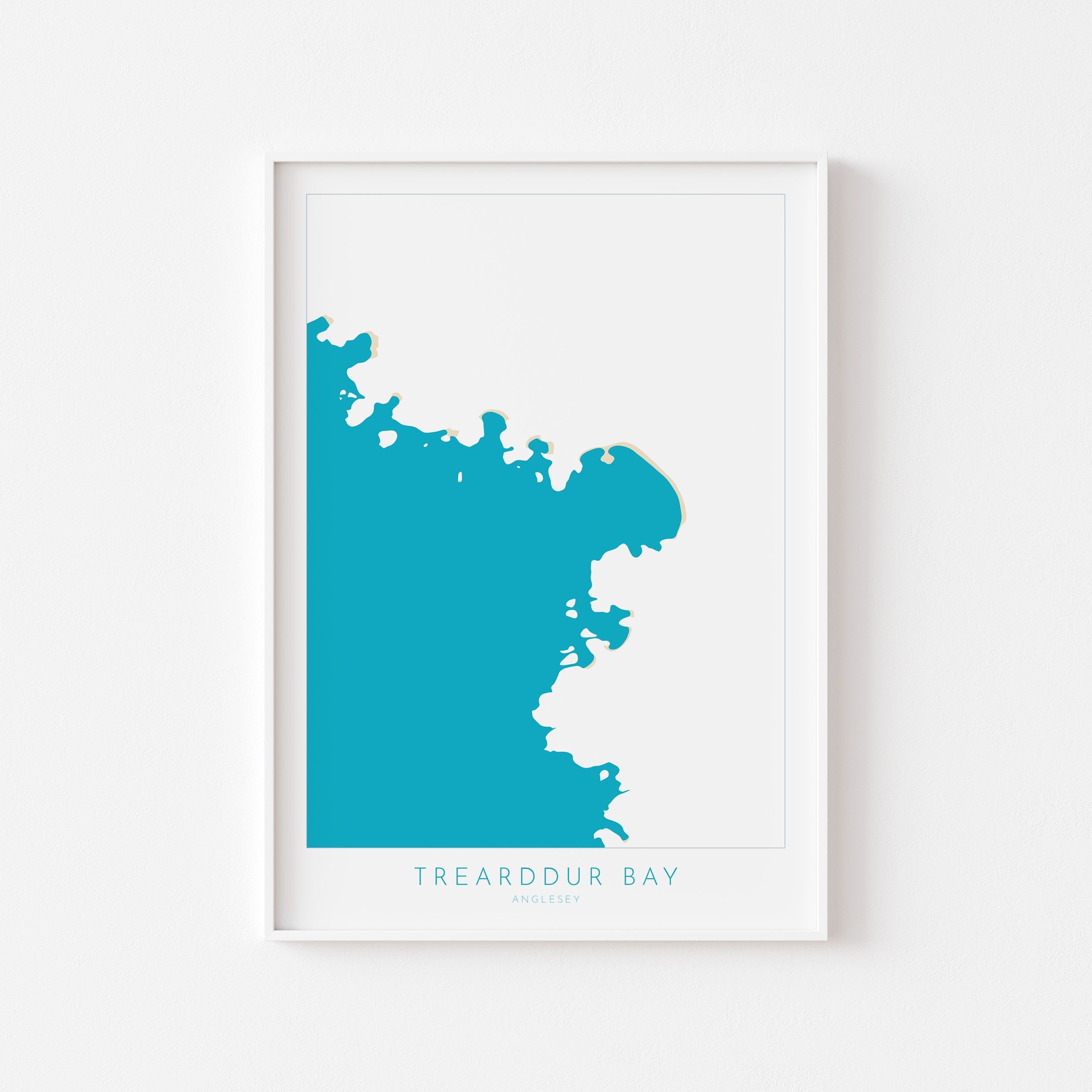 Trearddur Bay Map Art - Trearddur Bay Anglesey Map, Anglesey Beaches, Wales Map Art, Anglesey Wales Map, Trearddur Bay Beach Art.