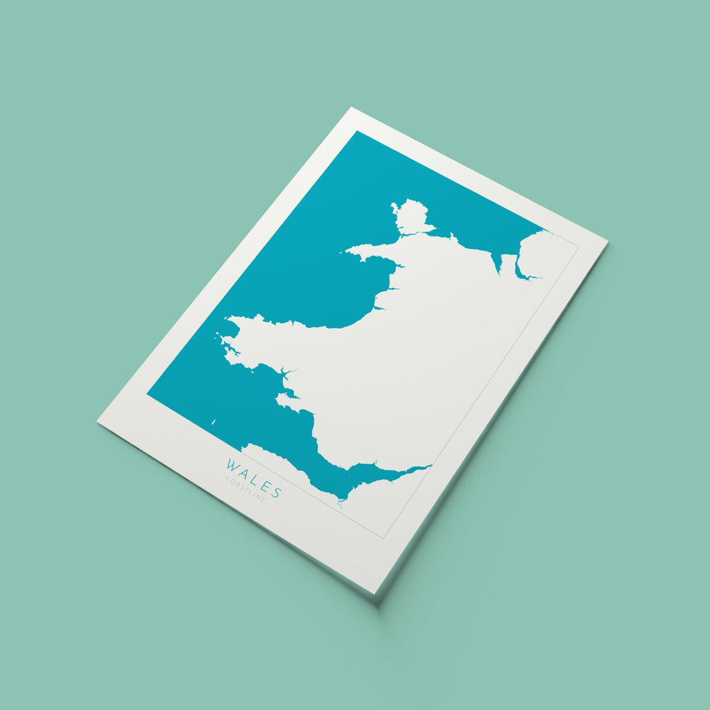 Wales Map Art - Wales Coast Map, Wales Coastline Art, Wales Art Poster