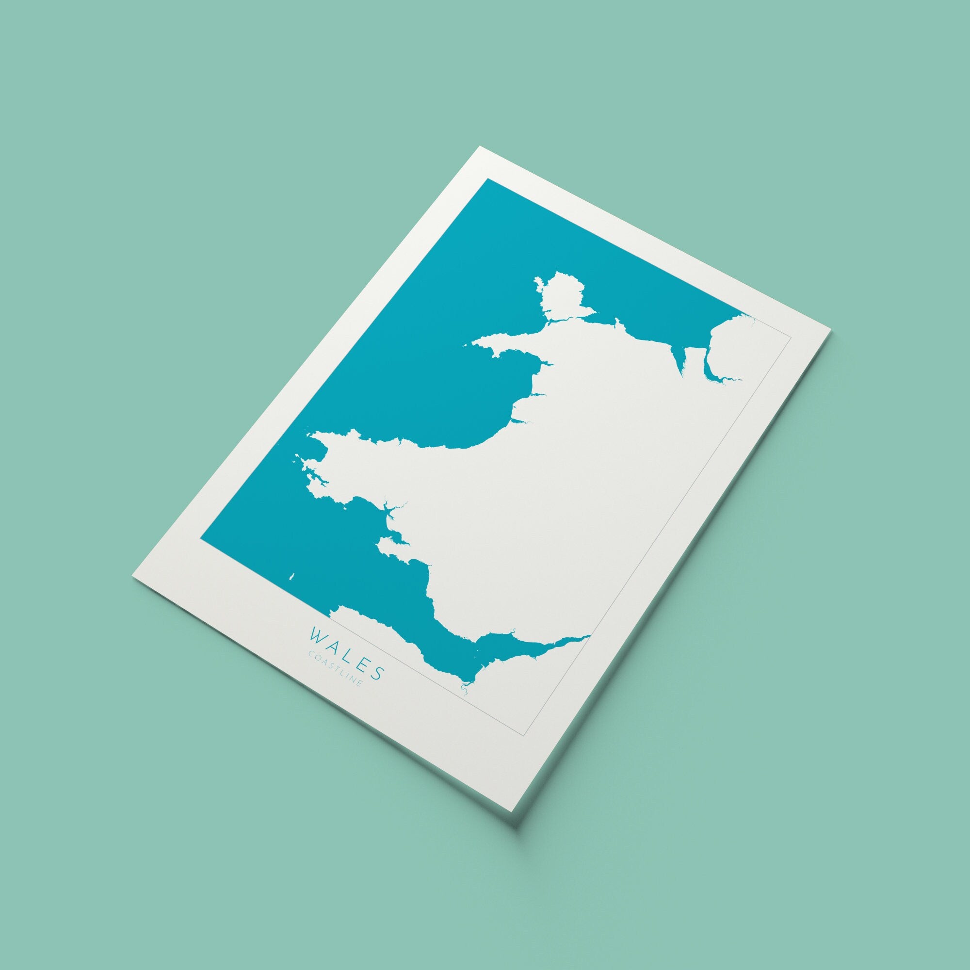 Wales Map Art - Wales Coast Map, Wales Coastline Art, Wales Art Poster