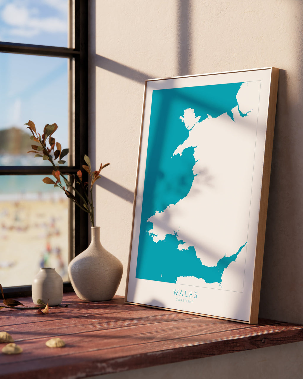 Wales Map Art - Wales Coast Map, Wales Coastline Art, Wales Art Poster
