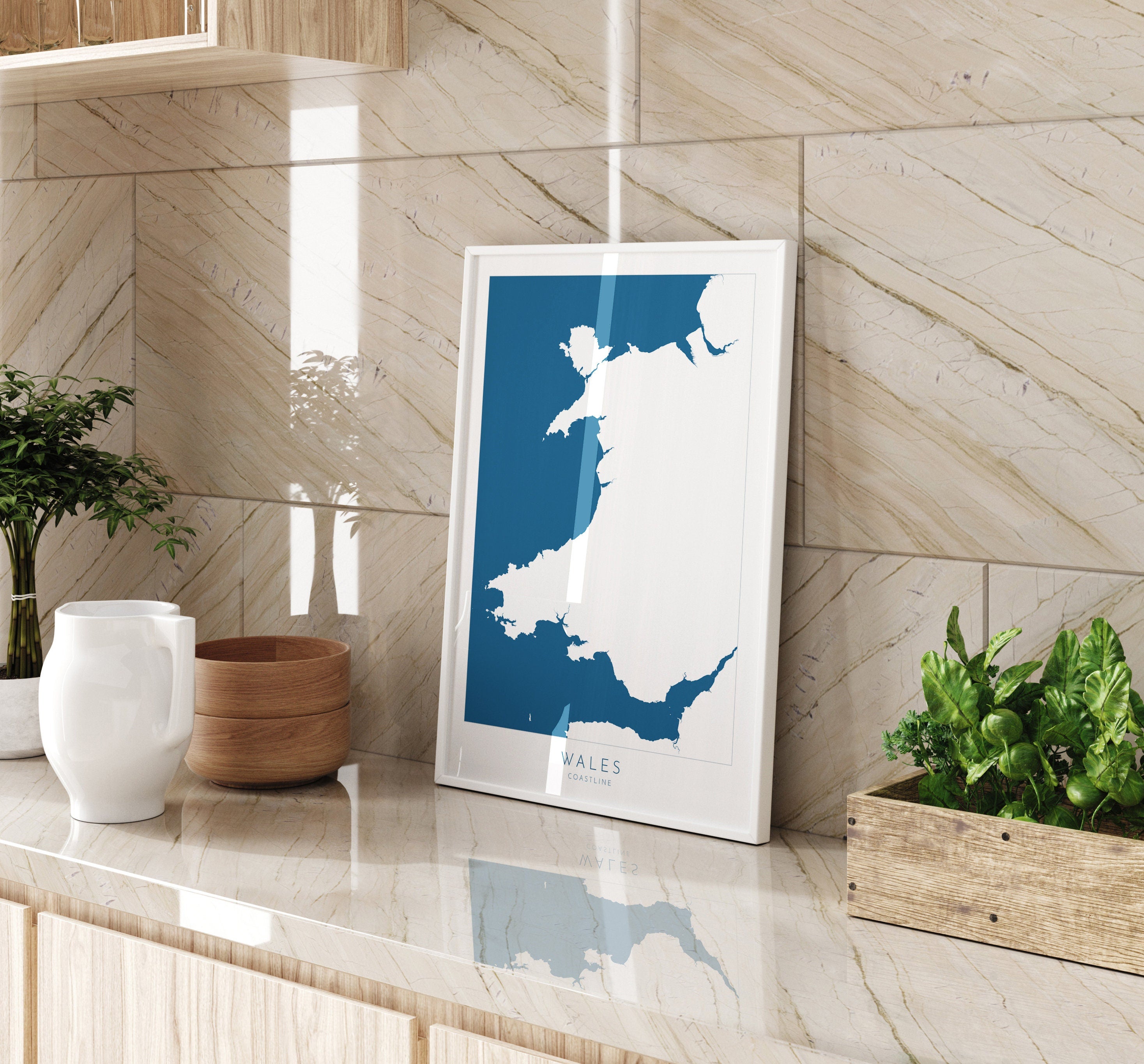 Wales Map Art - Wales Coast Map, Wales Coastline Art, Wales Art Poster