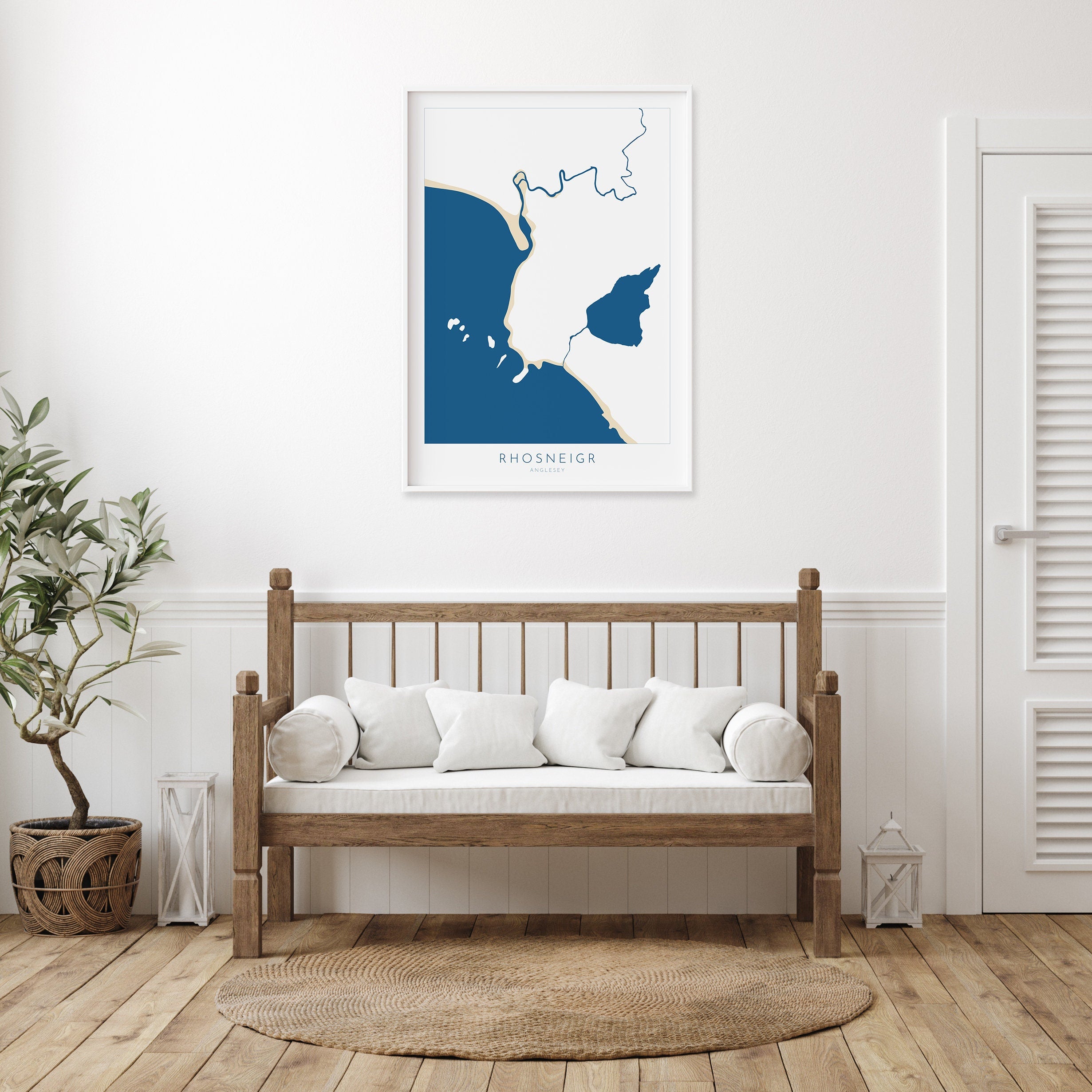 Rhosneigr Map Art - Anglesey Map, Rhosneigr Map, Rhosneigr Beach, Anglesey Coast, Wales Map Art, Anglesey Wales Map