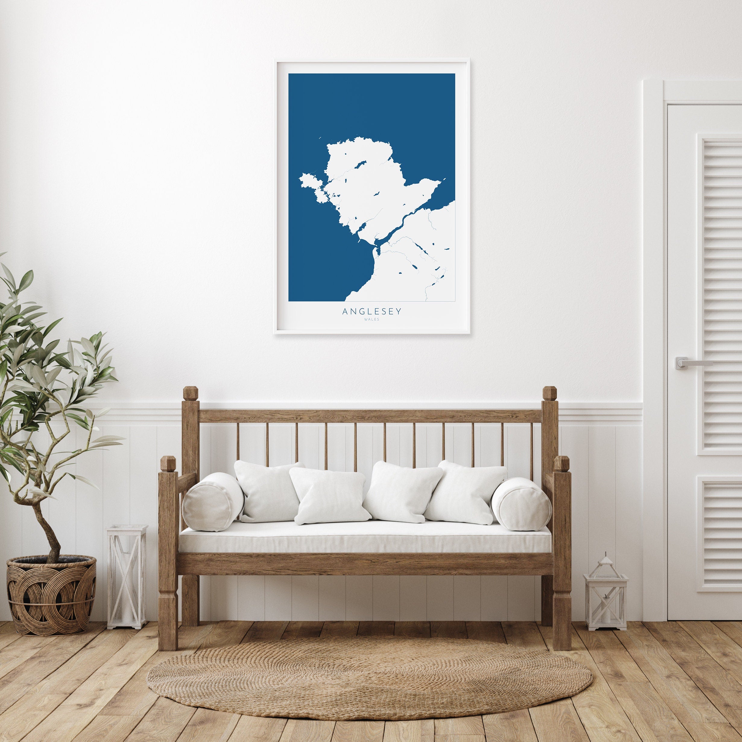 Anglesey Map Art - Anglesey Map, Anglesey Coast, Wales Map Art, Anglesey Wales Map, Anglesey Rivers and Coastline