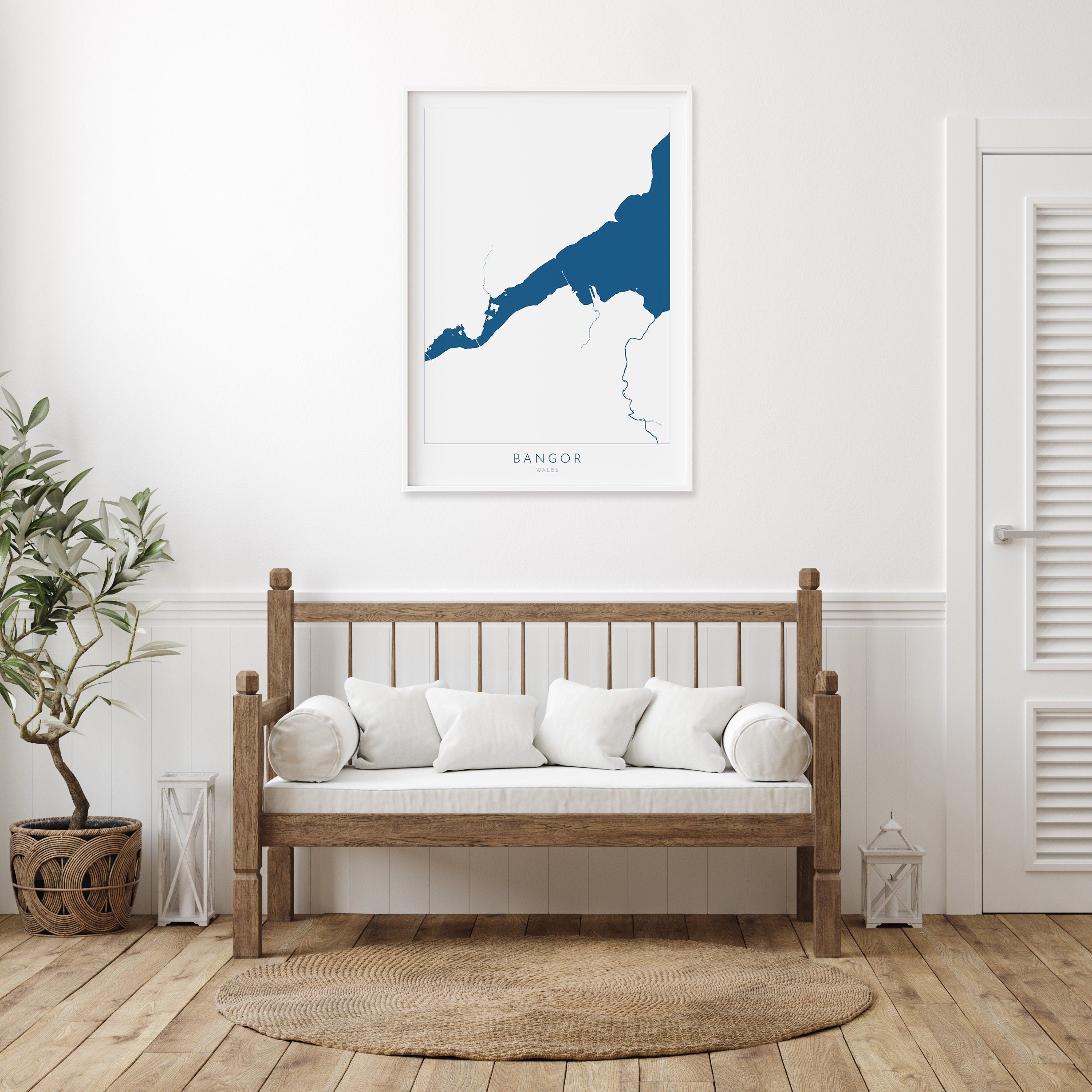 Bangor Map Art - Bangor Wales Map, Wales Map Art, North Wales, Nautical Art