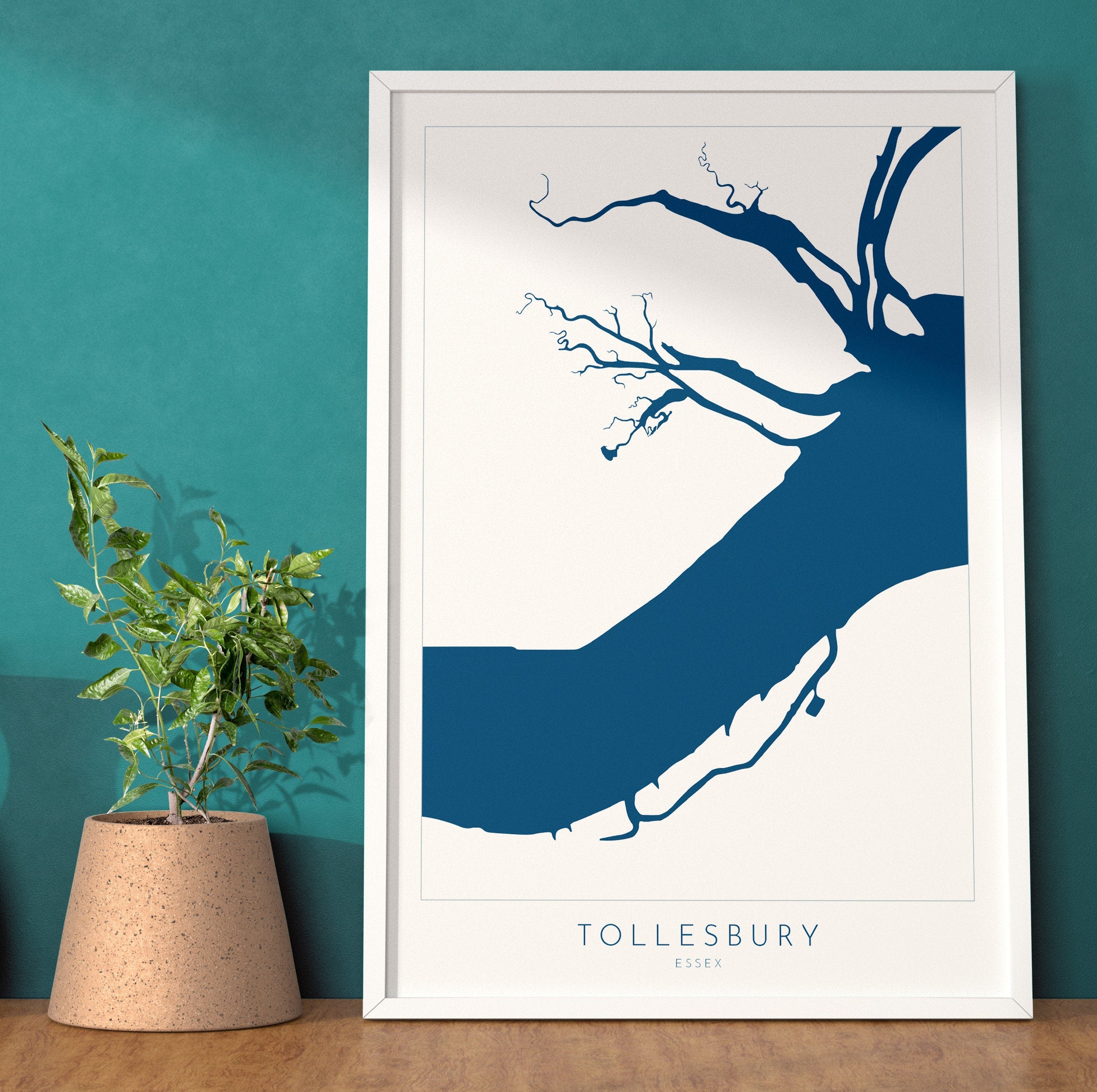 Tollesbury Map - River Blackwater, Tollesbury Essex Art Print, Maldon Art, Essex Map, Essex Art, Essex Coast, Essex UK