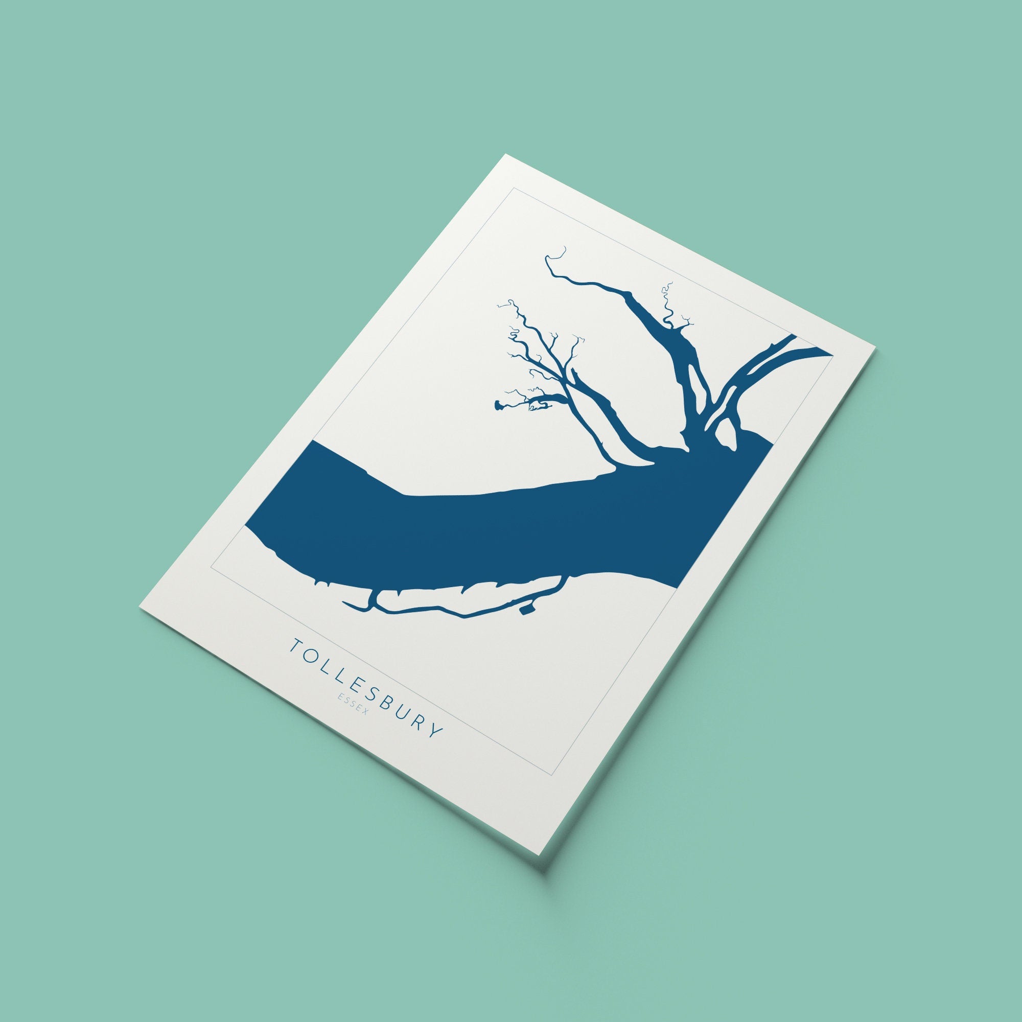 Tollesbury Map - River Blackwater, Tollesbury Essex Art Print, Maldon Art, Essex Map, Essex Art, Essex Coast, Essex UK