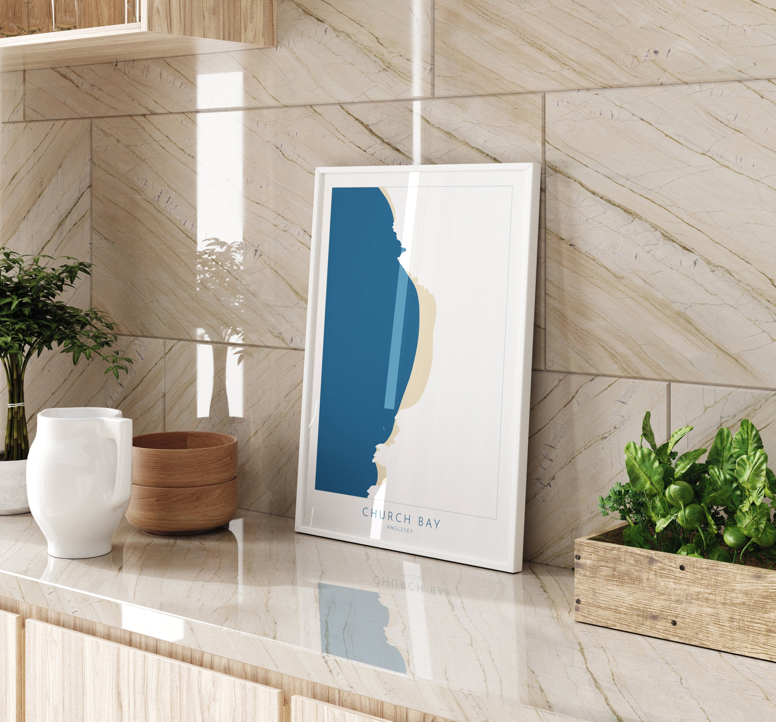 Church Bay Map Art - Anglesey Map, Church Bay Beach, Anglesey Coast, Wales Map Art, Anglesey Wales Map