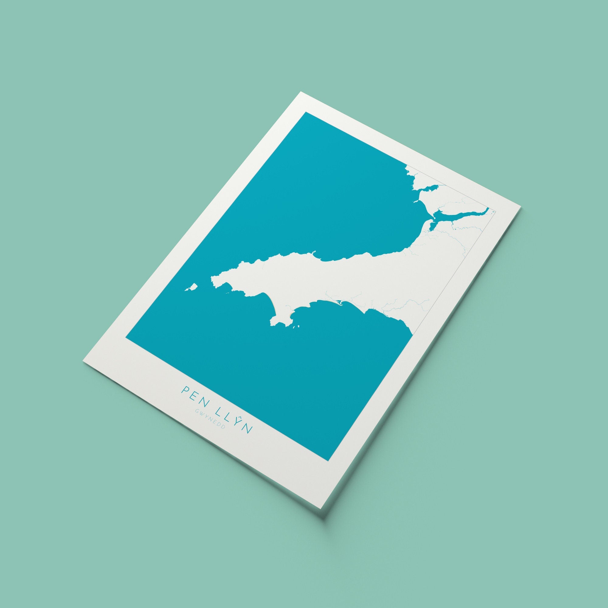 Pen Llŷn Wales Map Art - Llŷn Peninsula Map, Gwynedd Map, Wales Coast Map, Wales Coastline Art, Wales Art Poster