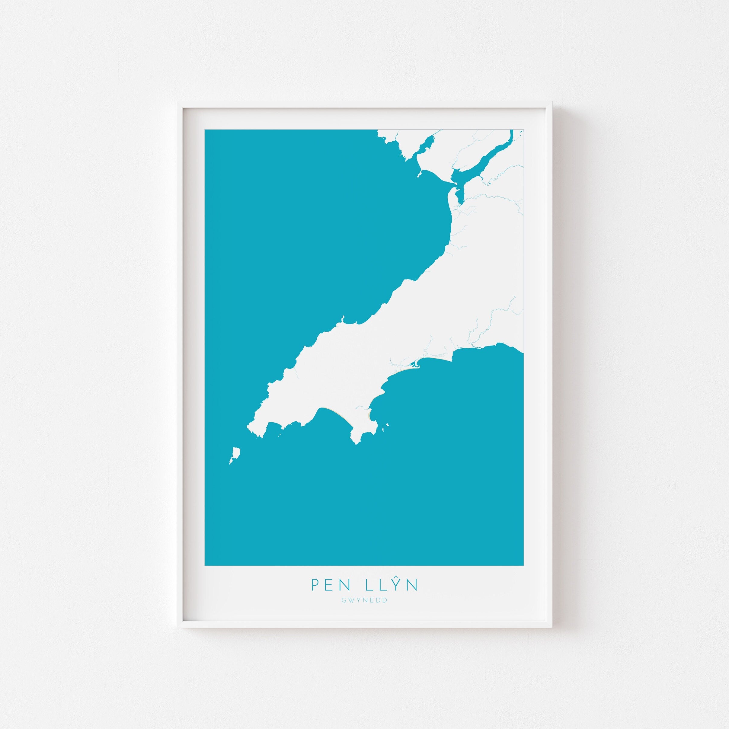 Pen Llŷn Wales Map Art - Llŷn Peninsula Map, Gwynedd Map, Wales Coast Map, Wales Coastline Art, Wales Art Poster