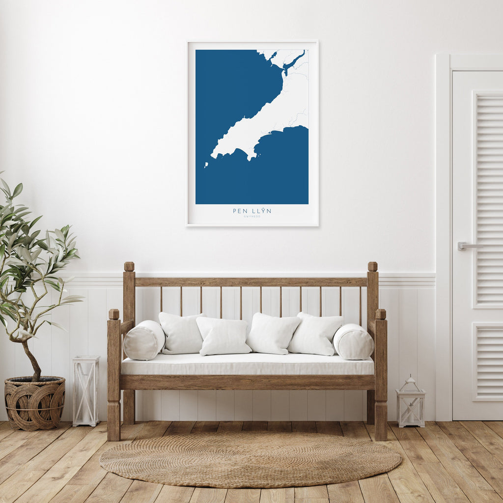 Pen Llŷn Wales Map Art - Llŷn Peninsula Map, Gwynedd Map, Wales Coast Map, Wales Coastline Art, Wales Art Poster