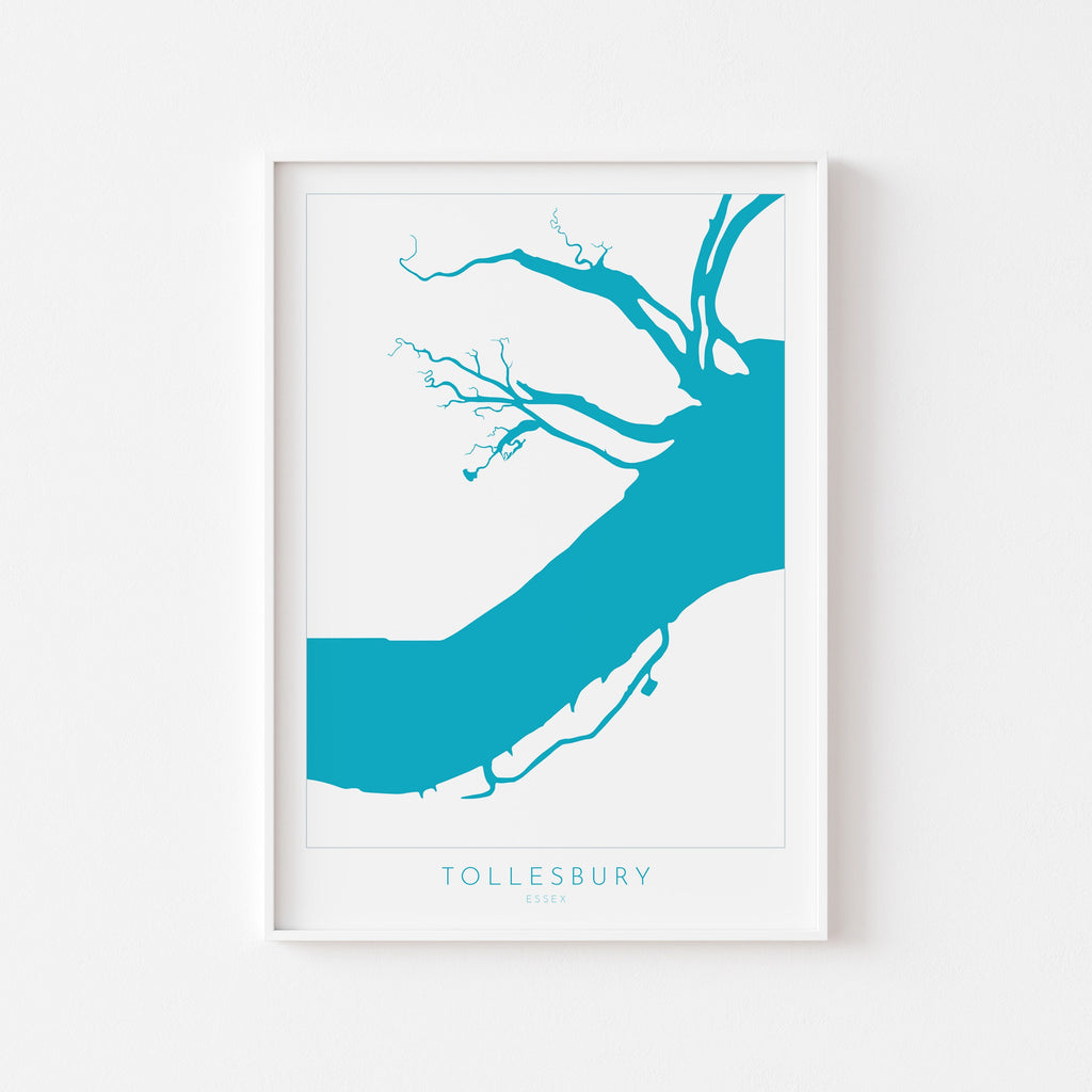 Tollesbury Map - River Blackwater, Tollesbury Essex Art Print, Maldon Art, Essex Map, Essex Art, Essex Coast, Essex UK