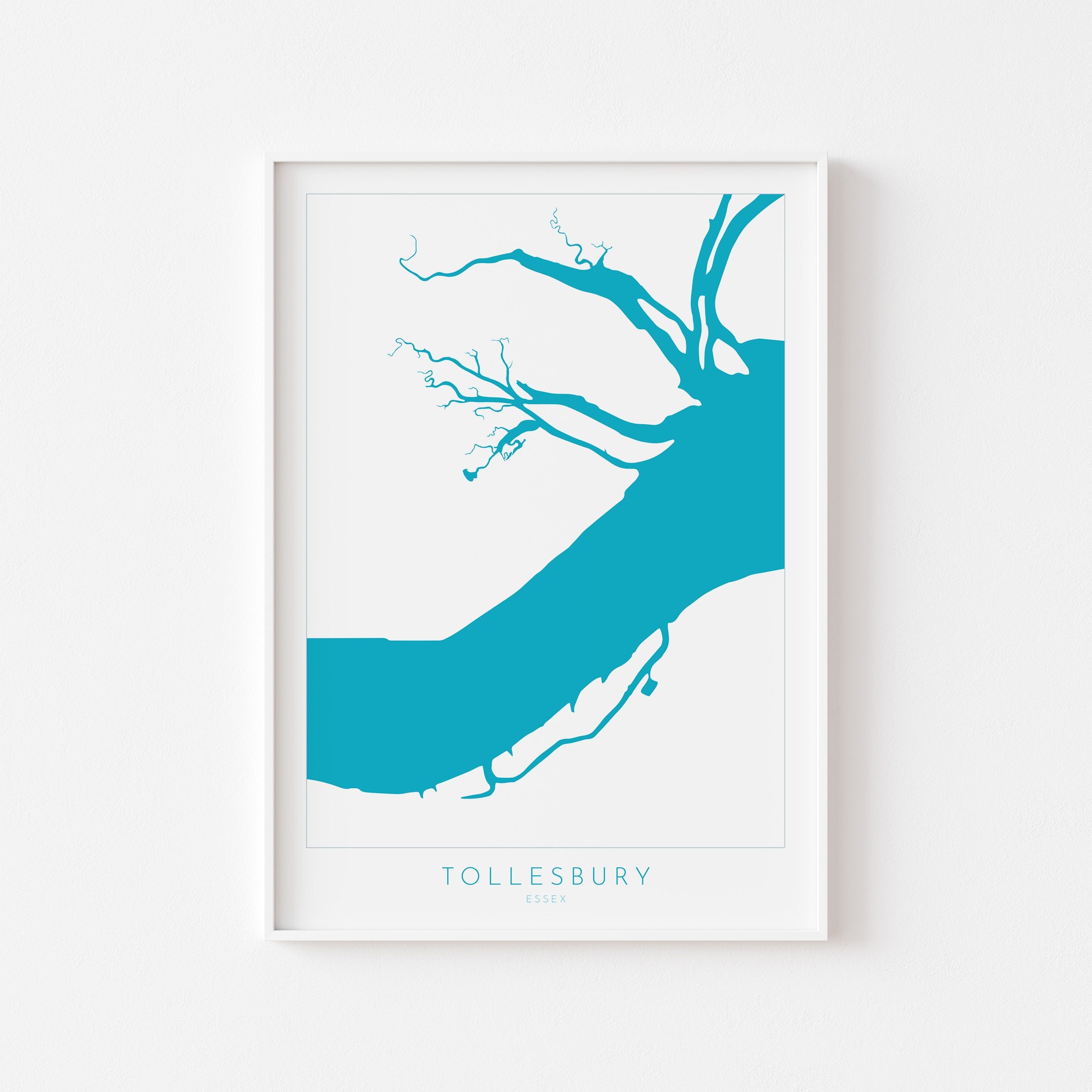 Tollesbury Map - River Blackwater, Tollesbury Essex Art Print, Maldon Art, Essex Map, Essex Art, Essex Coast, Essex UK