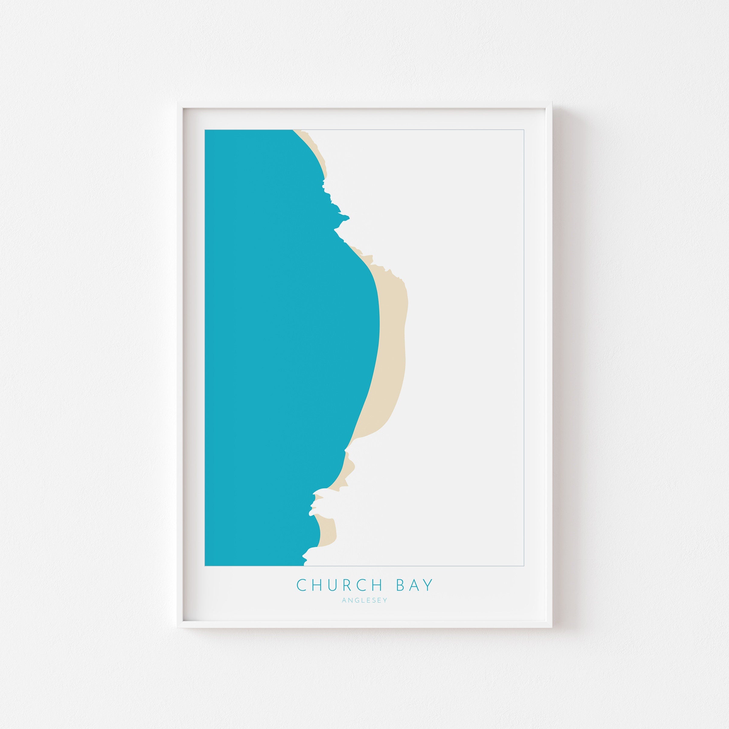 Church Bay Map Art - Anglesey Map, Church Bay Beach, Anglesey Coast, Wales Map Art, Anglesey Wales Map