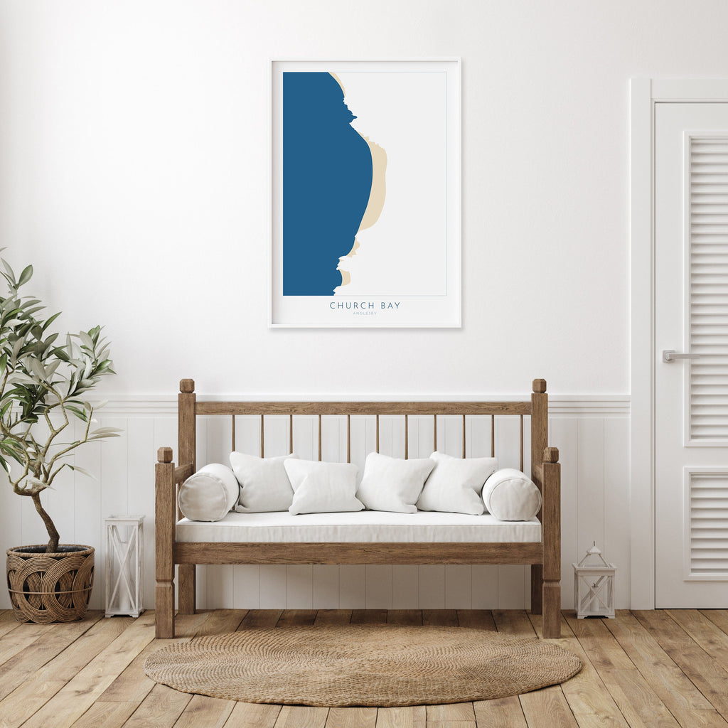 Church Bay Map Art - Anglesey Map, Church Bay Beach, Anglesey Coast, Wales Map Art, Anglesey Wales Map