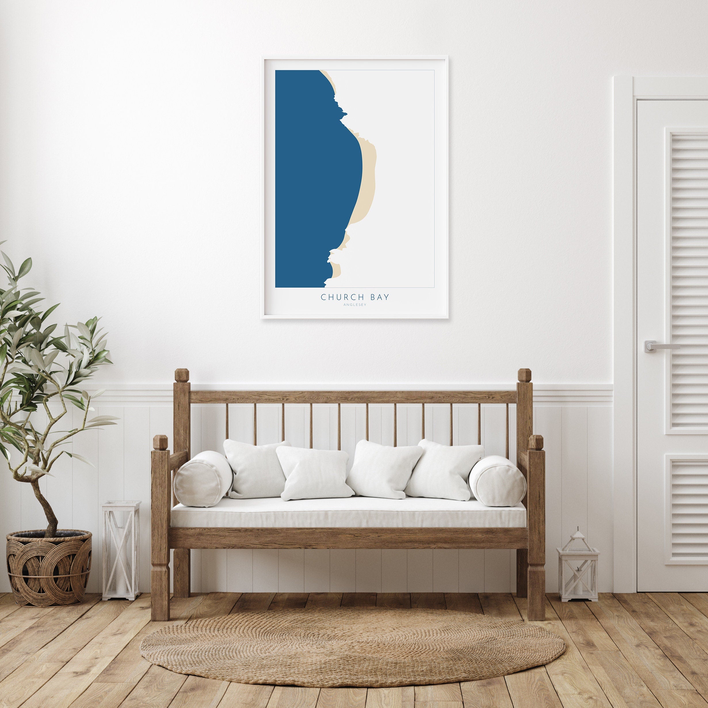 Church Bay Map Art - Anglesey Map, Church Bay Beach, Anglesey Coast, Wales Map Art, Anglesey Wales Map