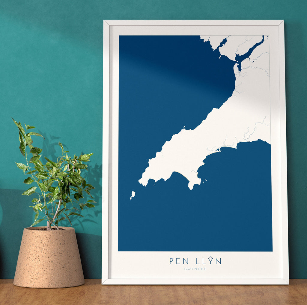 Pen Llŷn Wales Map Art - Llŷn Peninsula Map, Gwynedd Map, Wales Coast Map, Wales Coastline Art, Wales Art Poster